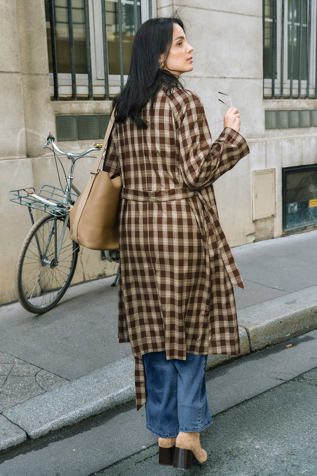 Karierter Trenchcoat