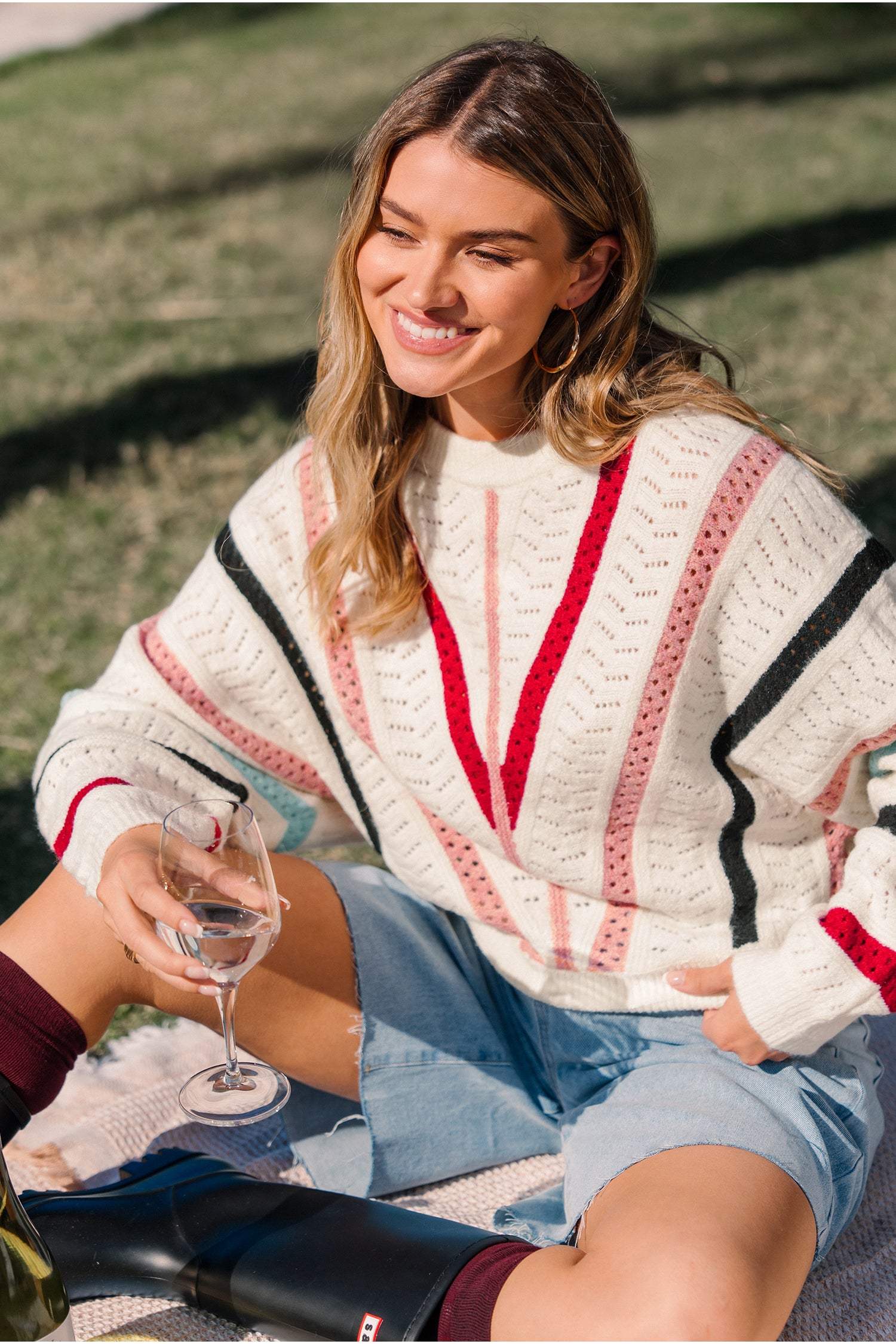 Colorblock Rundhals Pullover