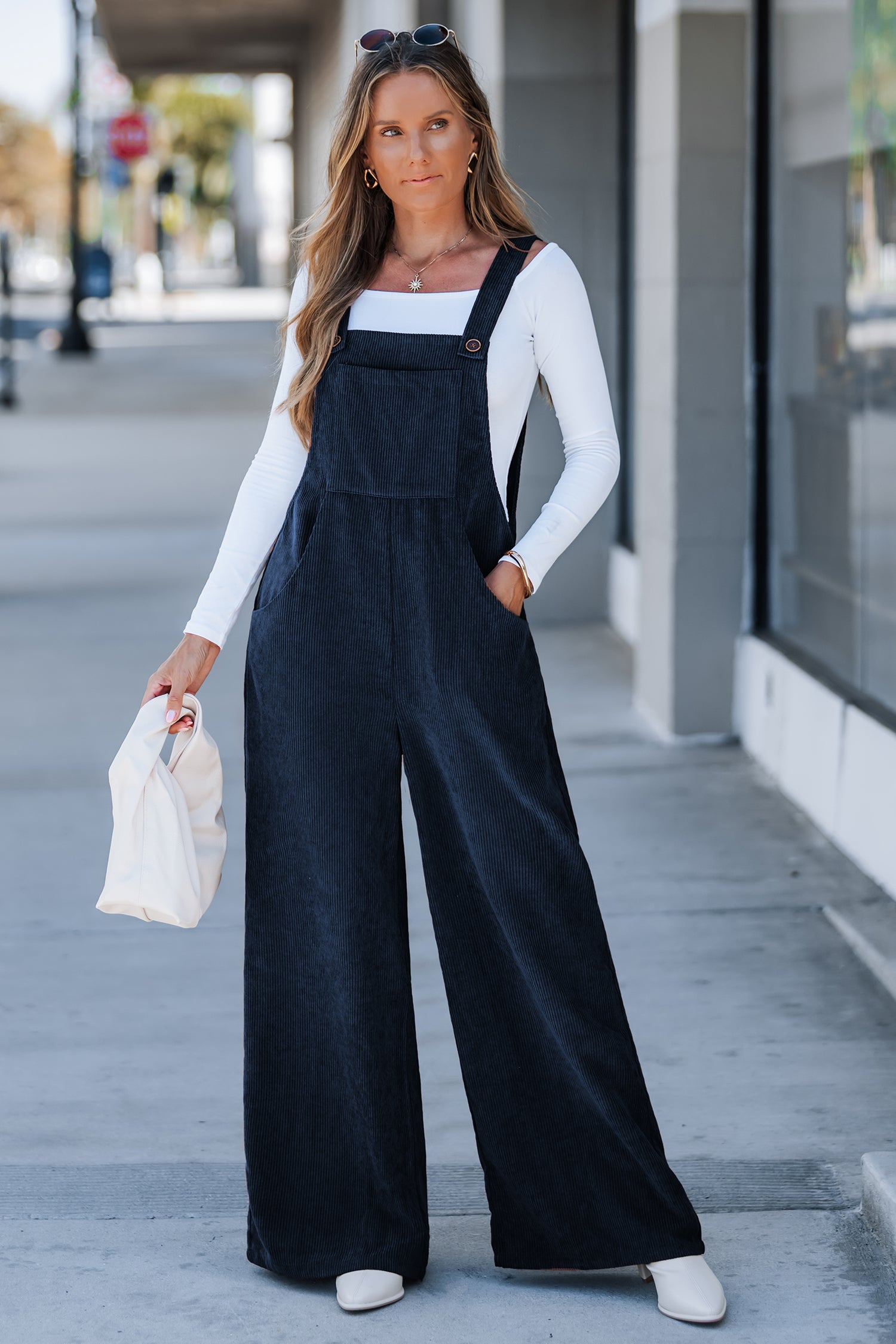 Blauer Quadratischer Ausschnitt Jumpsuit