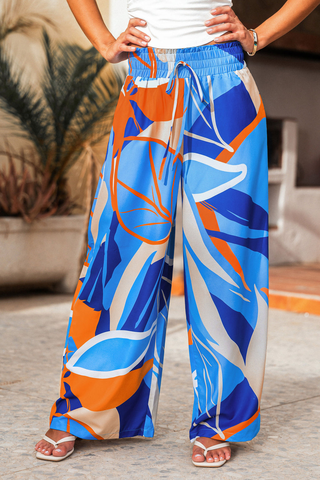 Blaue Abstrakte Hose mit Kordelzug