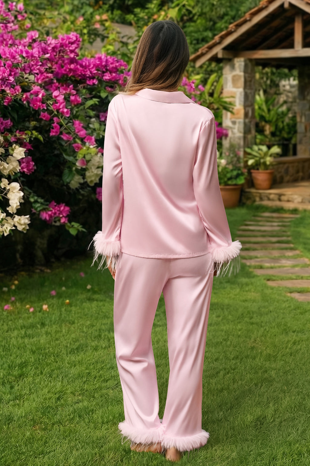 Langarm Pyjama-Set in Rosa