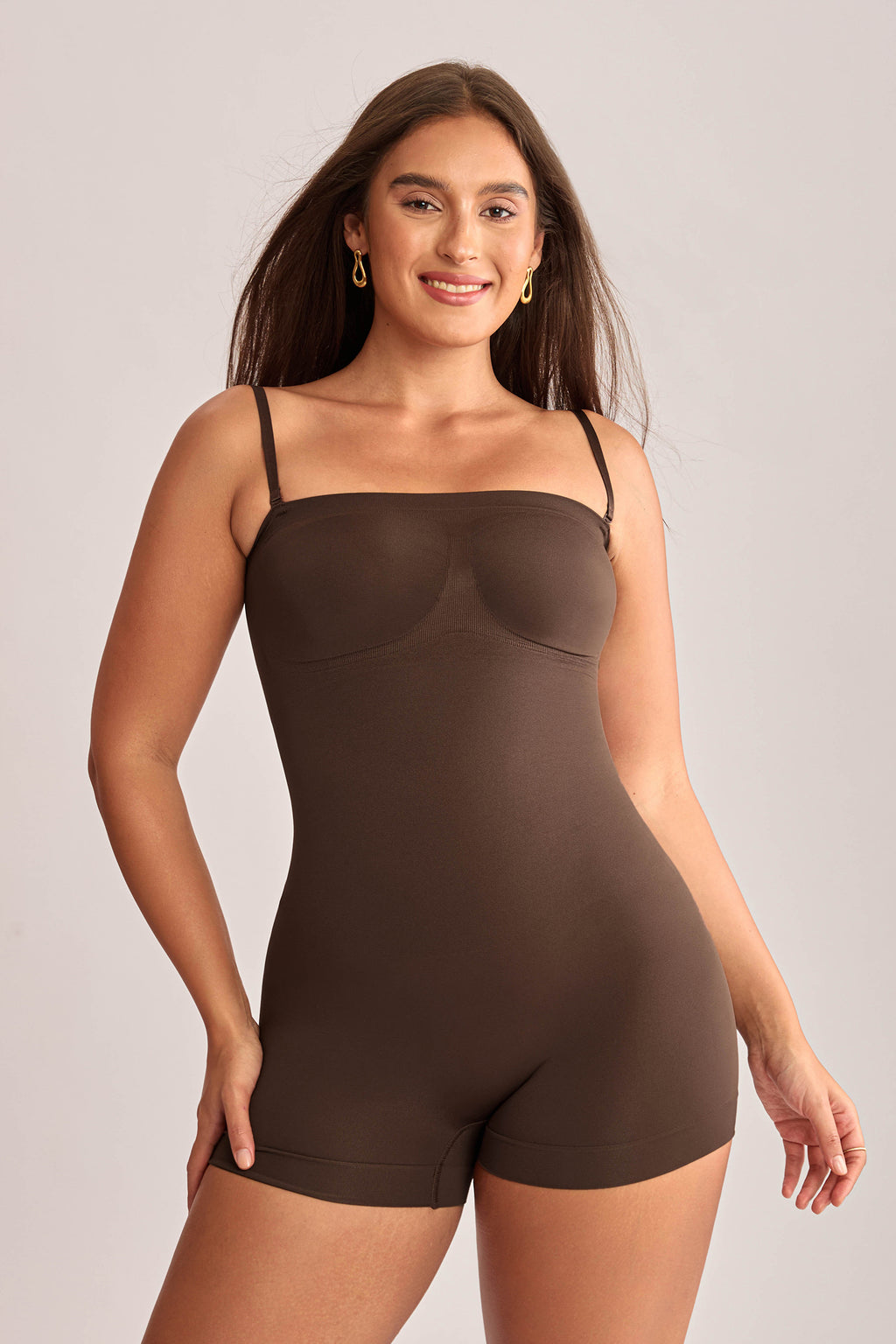 Brauner Mittlere Oberschenkellänge Shapewear-Body