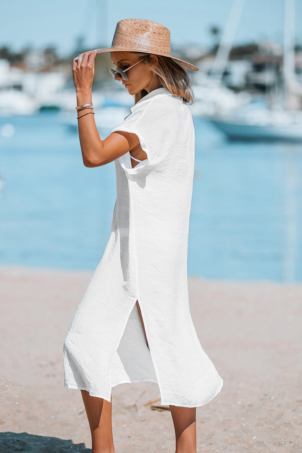 Geknöpftes Cover-Up-Midikleid