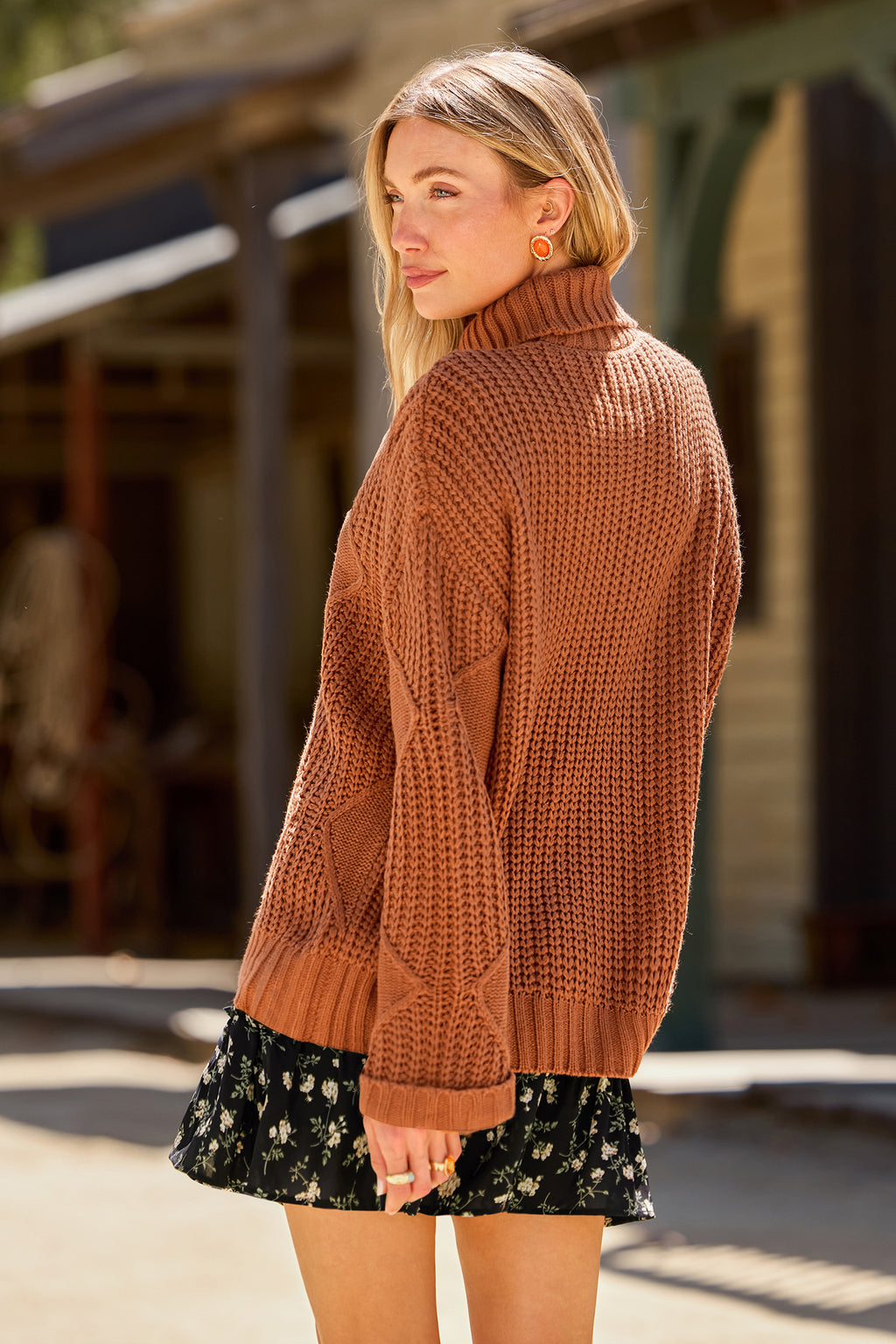 Brauner Rollkragen Lange Ärmel Pullover