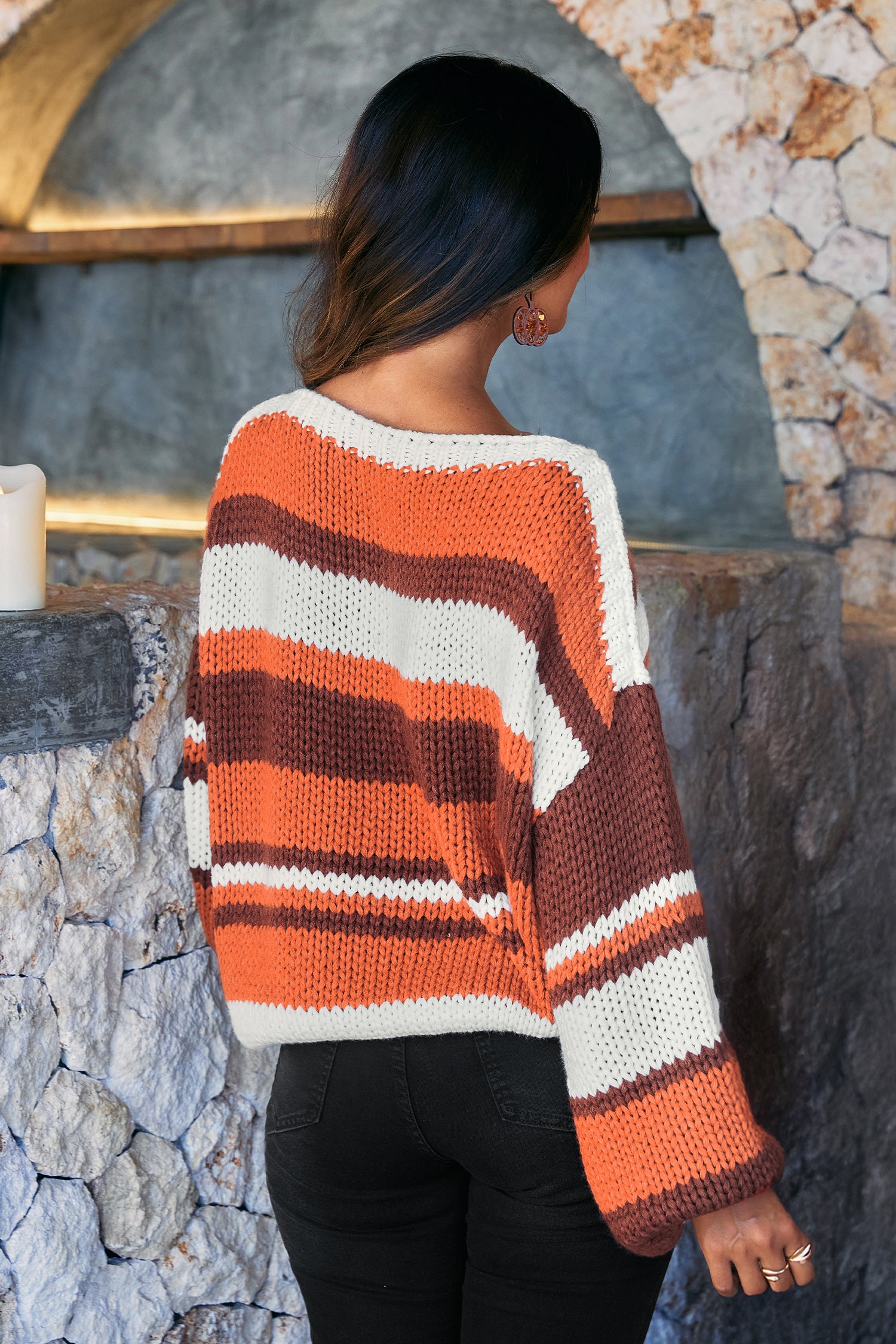 Gestreifter Bootsausschnitt Pullover