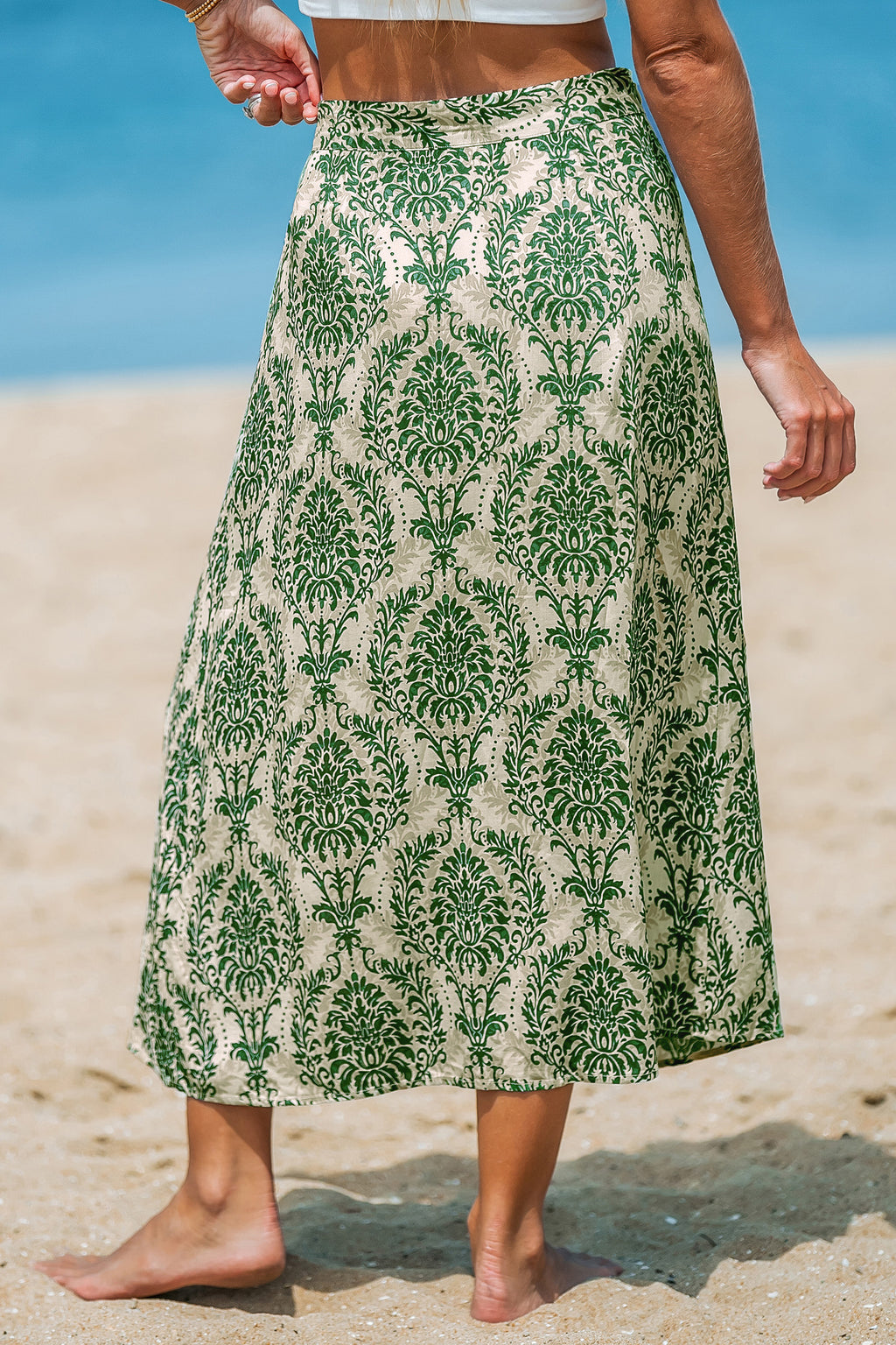Verzierter Midi Strand-Sarong mit Seitenschlitz