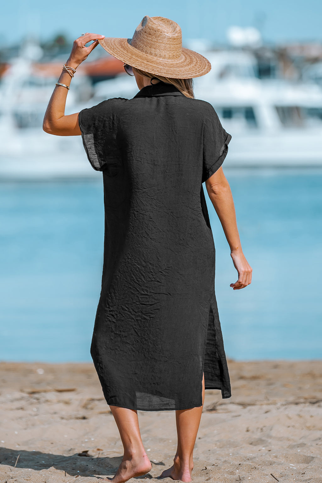 Lässiges Geknöpftes Coverup-Kleid