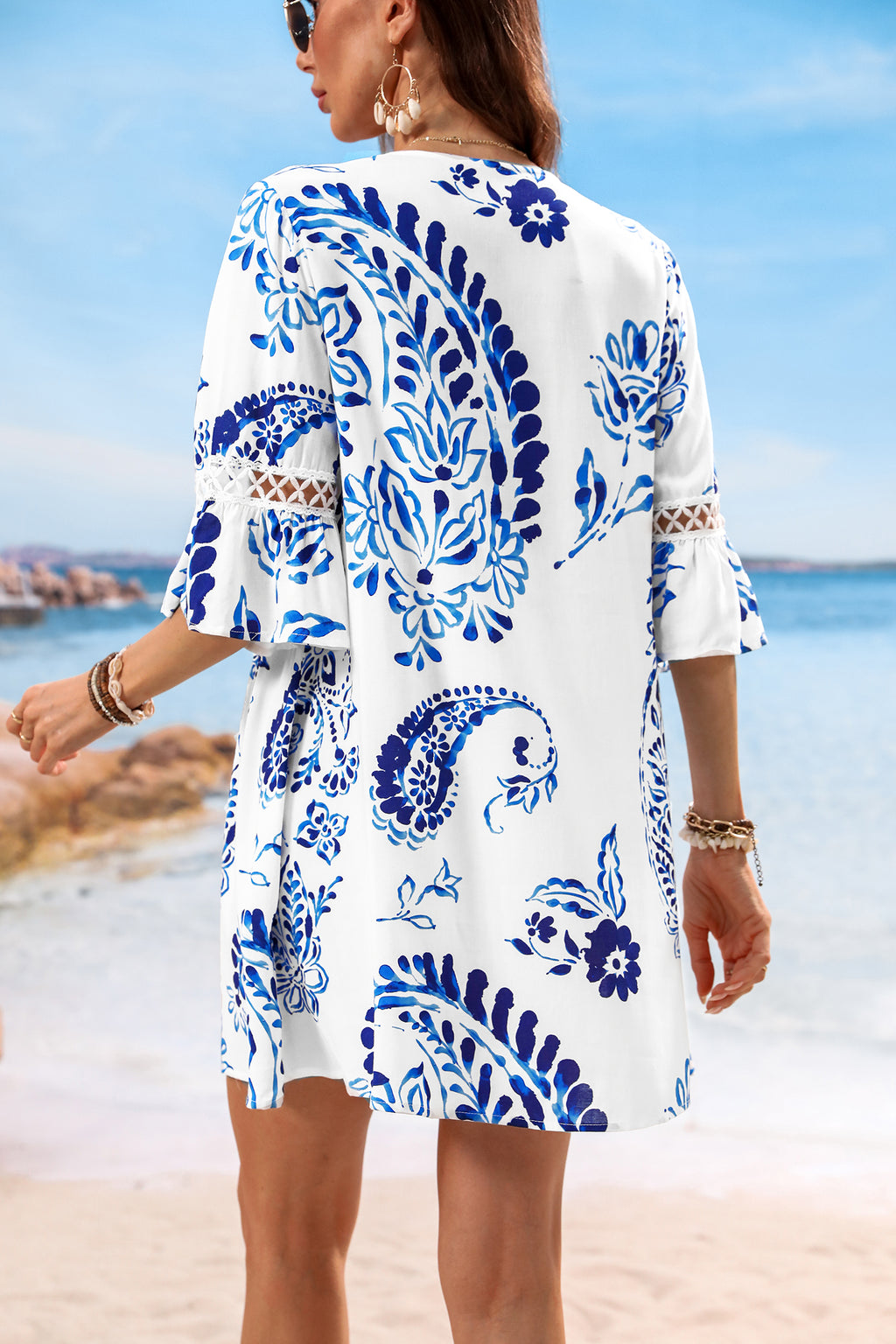 Mini-Strandkleid mit floralem Paisleymuster
