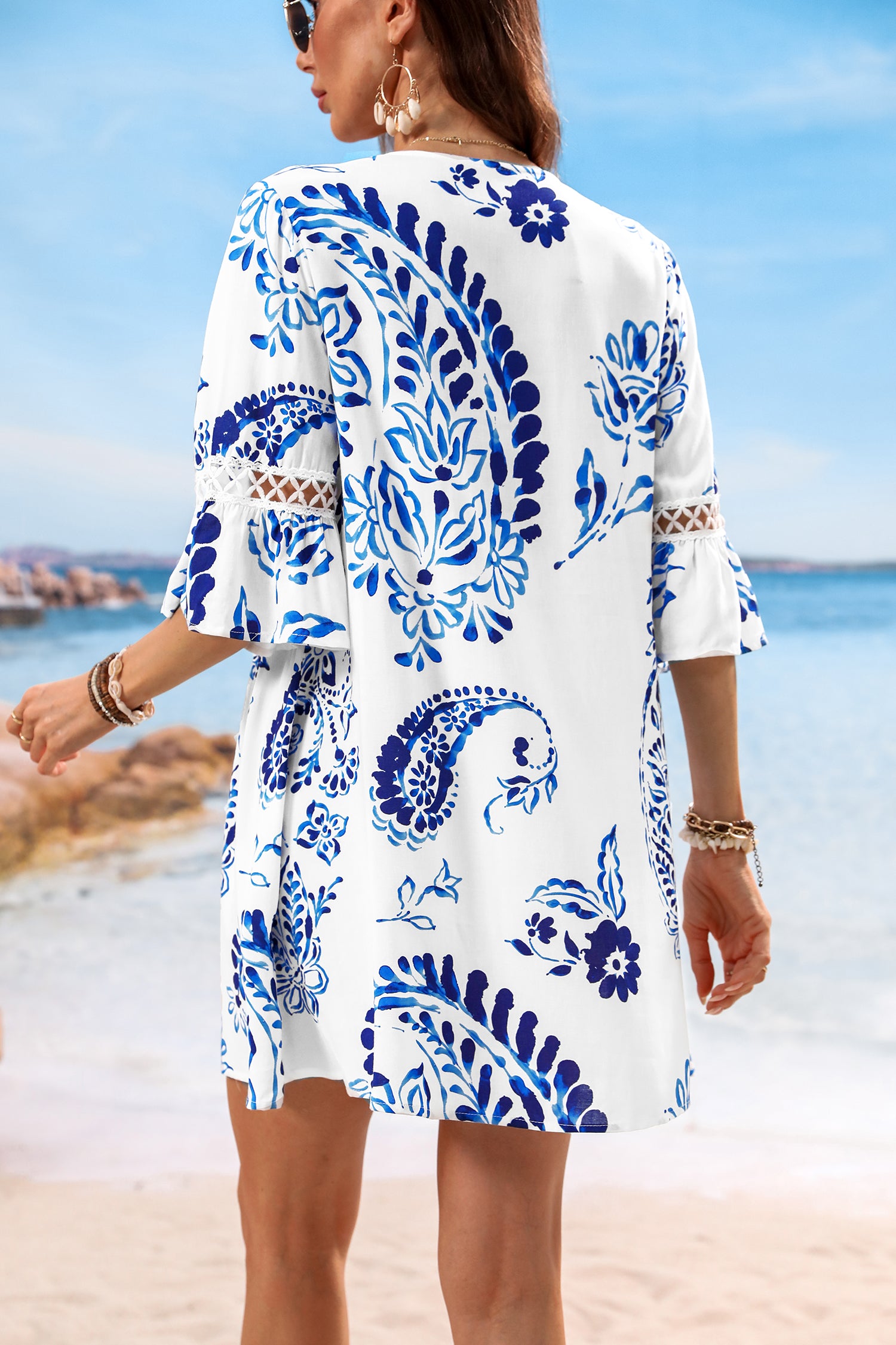 Mini-Strandkleid mit floralem Paisleymuster