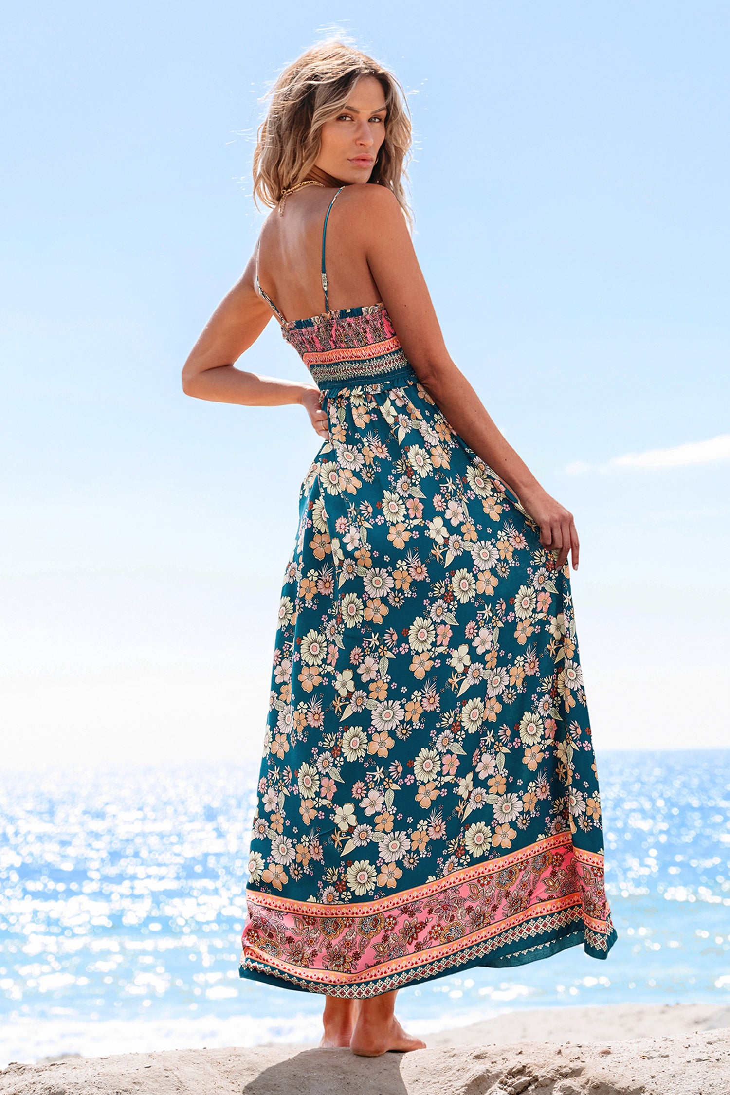 Florales Gesmoktes Maxikleid