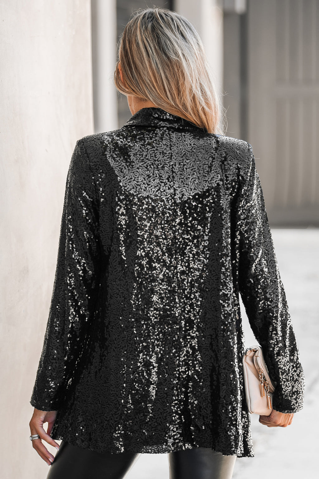 Pailletten-Blazer mit offener Vorderseite