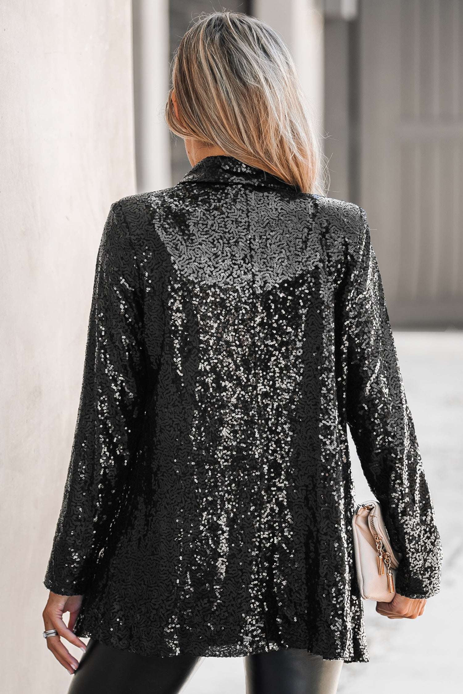 Pailletten-Blazer mit offener Vorderseite