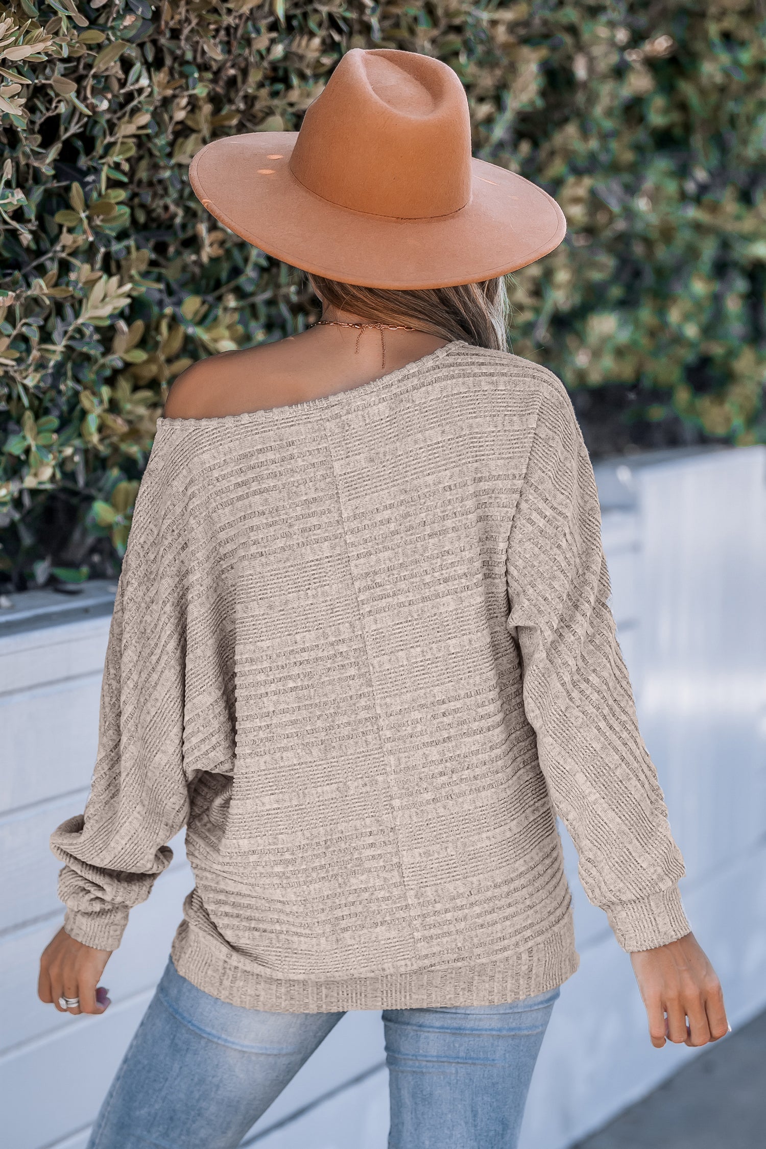 Langarmpullover mit Rundhalsausschnitt aus Rippenstrick