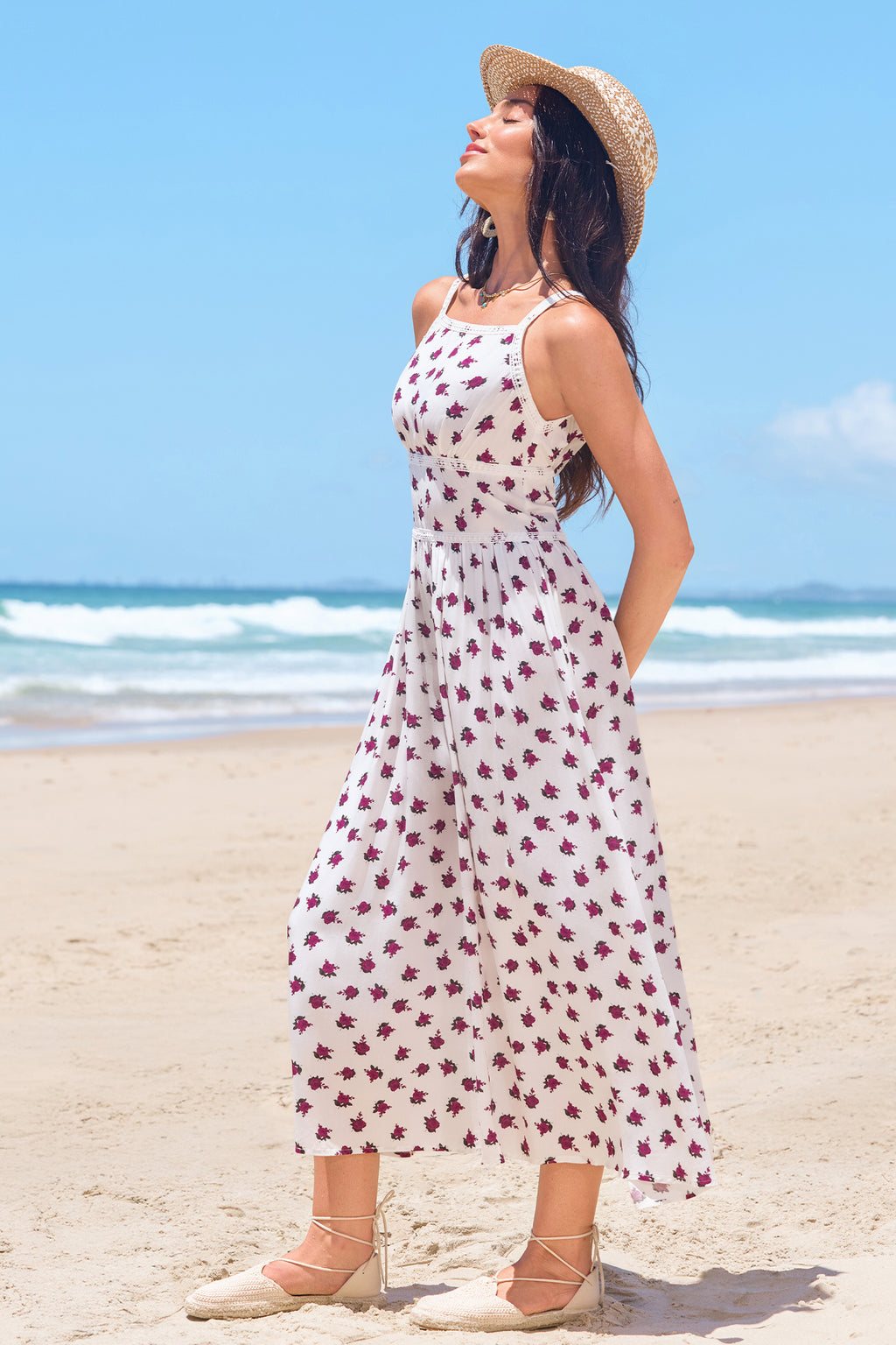 Geblümtes Ärmelloses Maxikleid