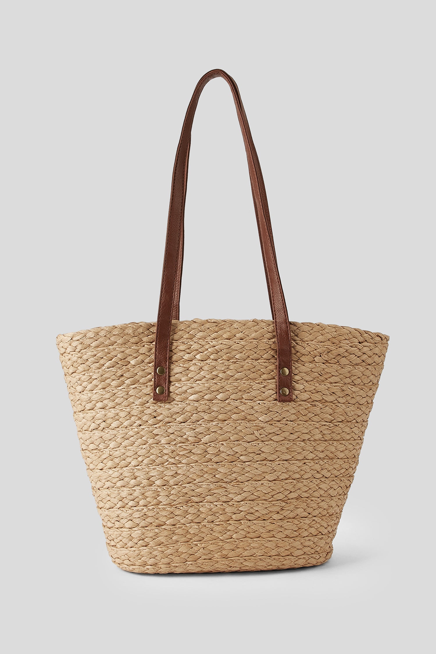 Kahki Stroh-Strandtasche