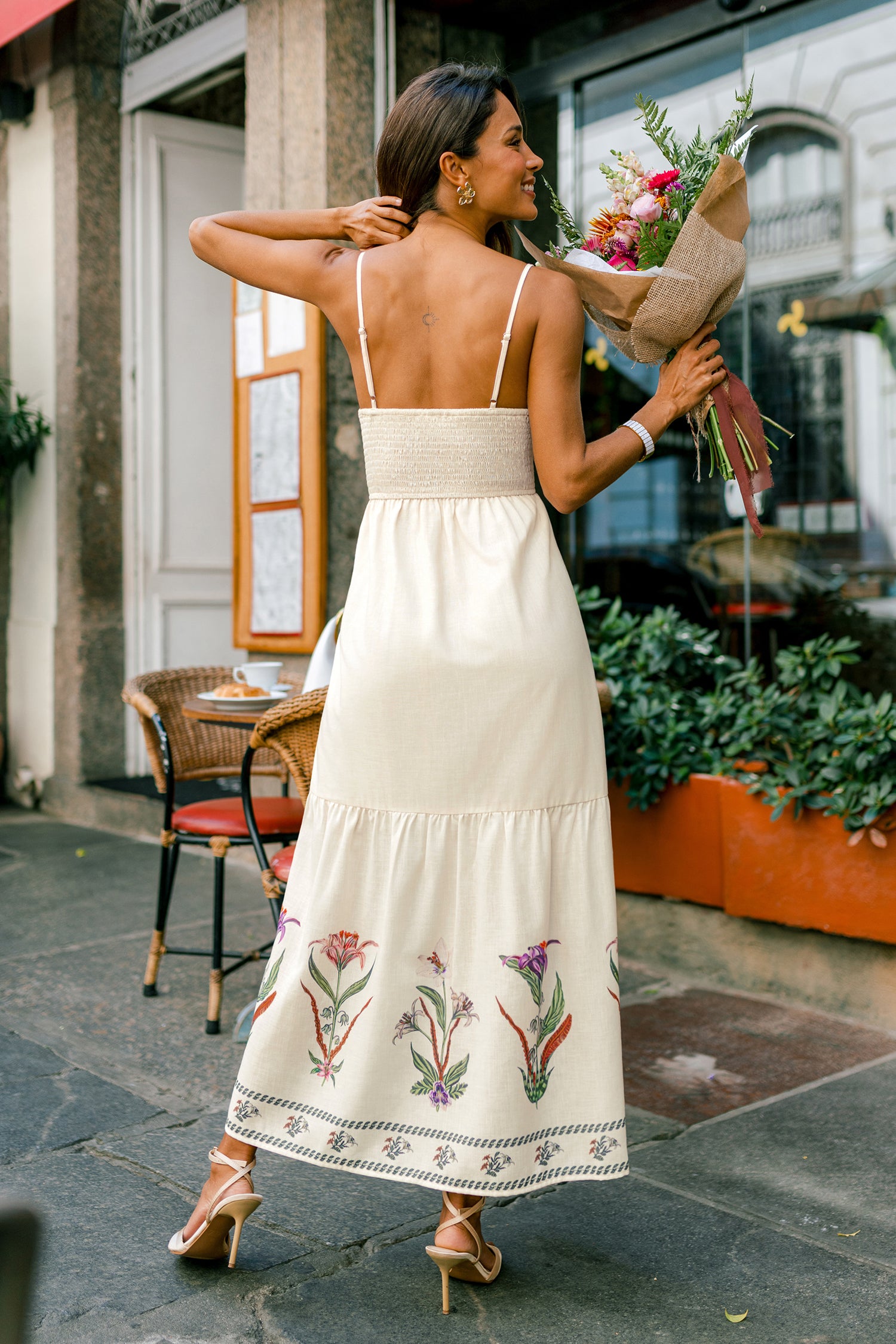 Maxikleid mit eckigem Ausschnitt und Blumenprint