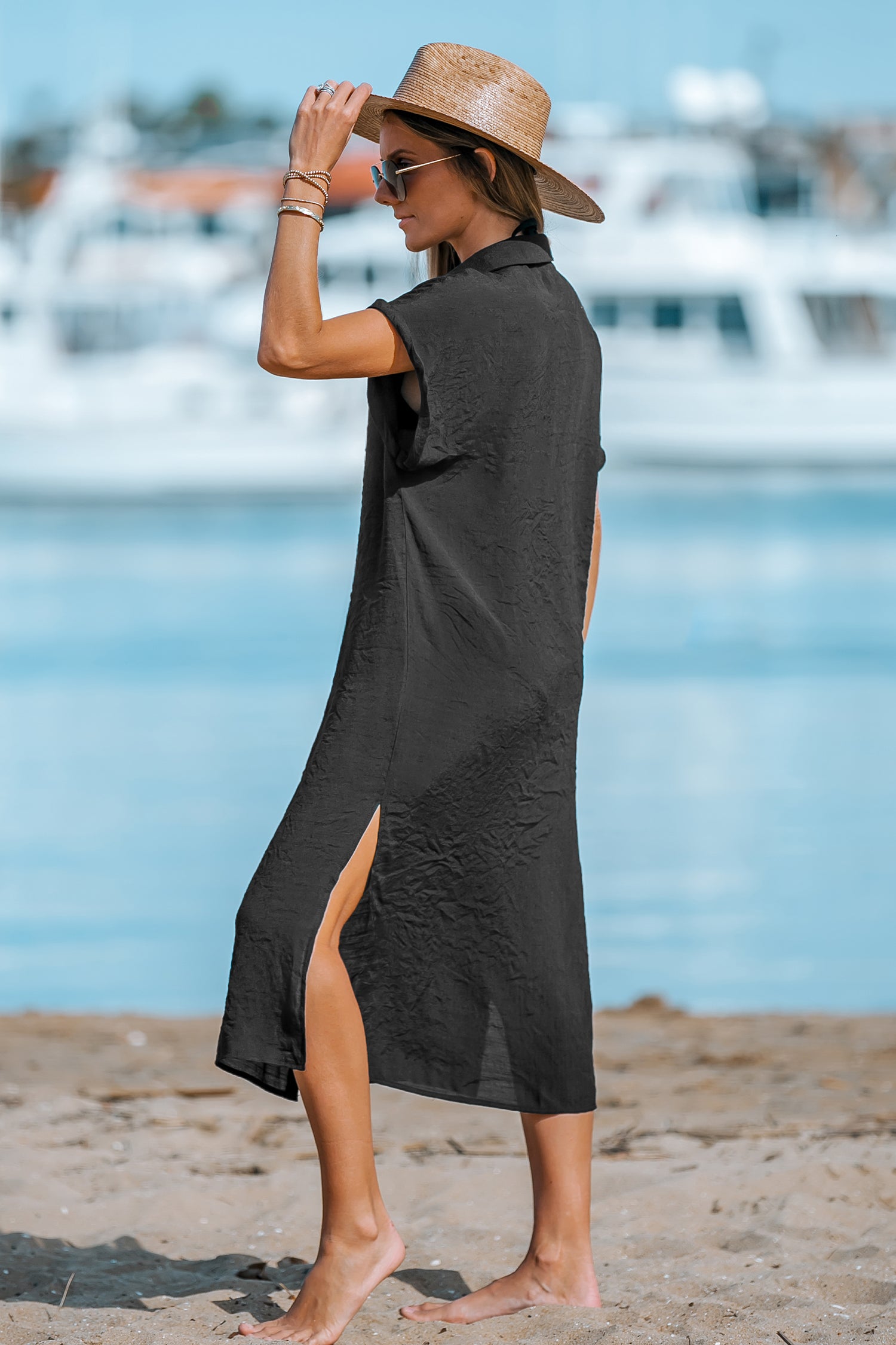 Lässiges Geknöpftes Coverup-Kleid