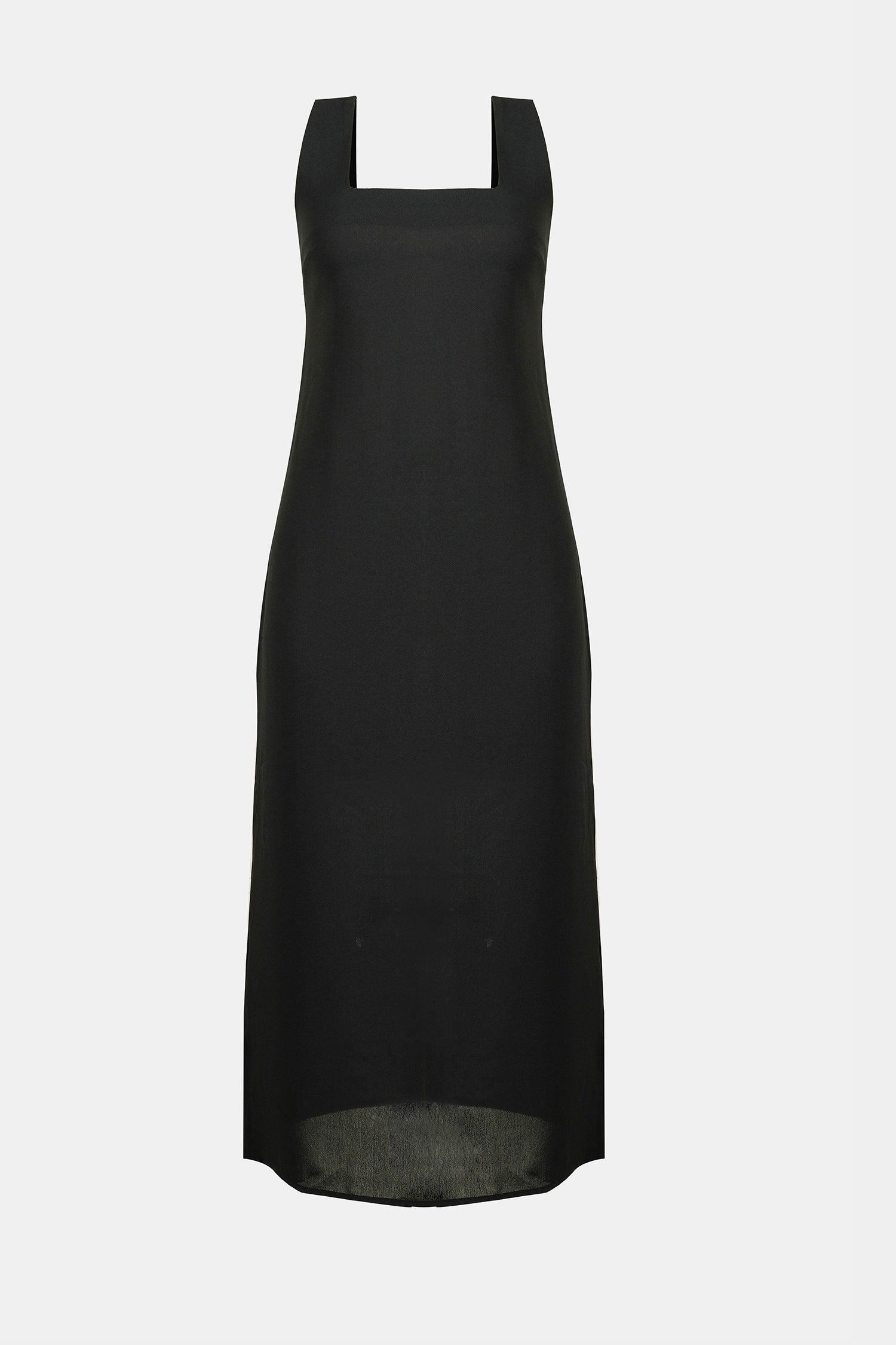 Schwarzes ärmelloses Maxikleid mit quadratischem Ausschnitt