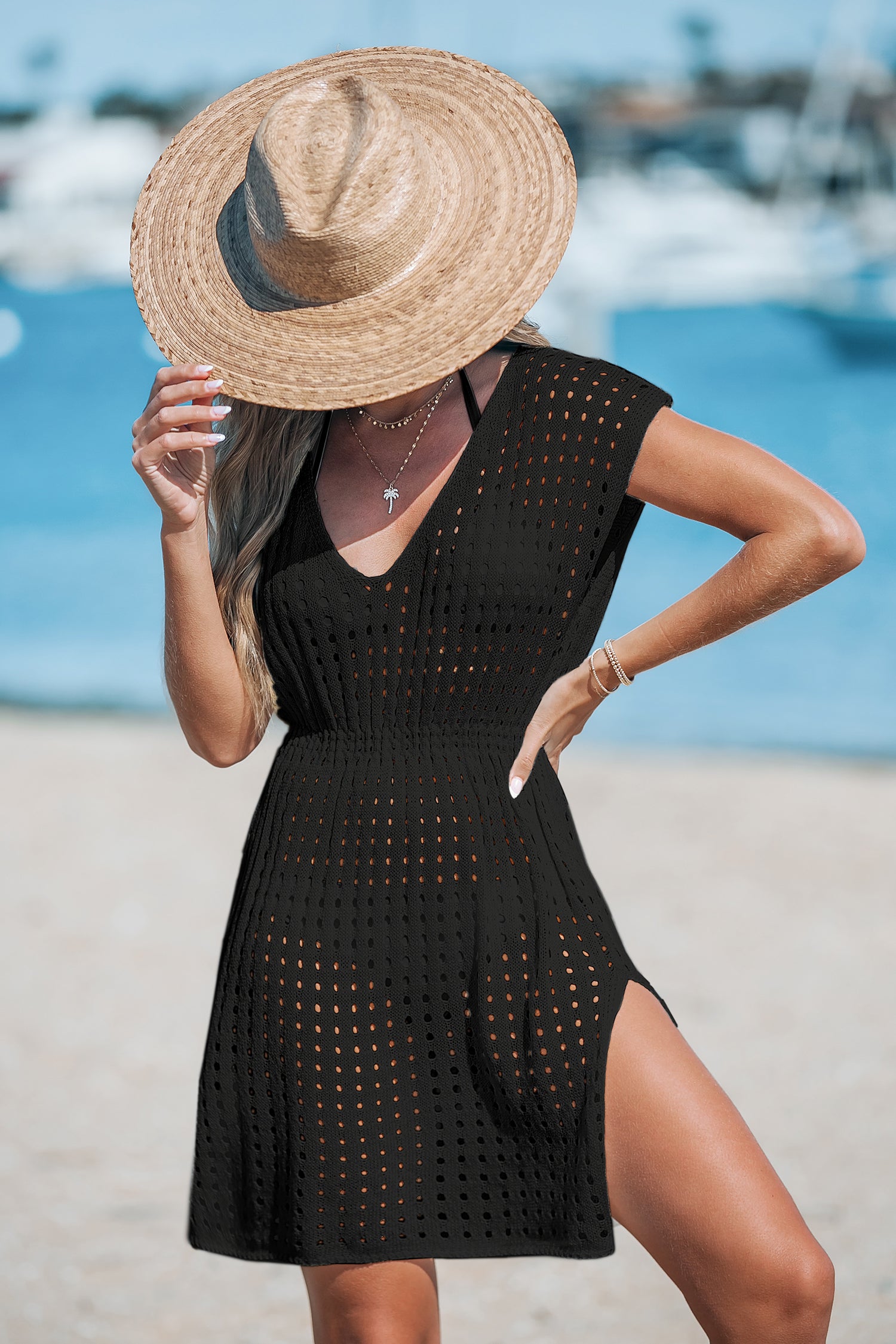 Ausgeschnittenes Cover-Up Minikleid