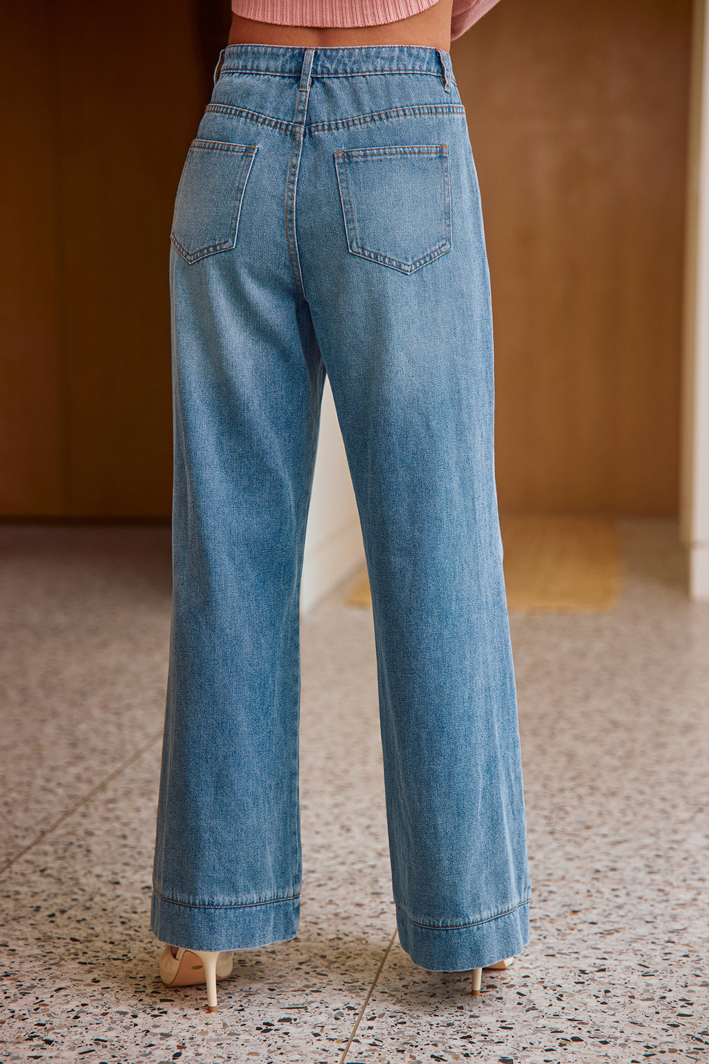 Blaue Straight Fit Jeans mit Tasche