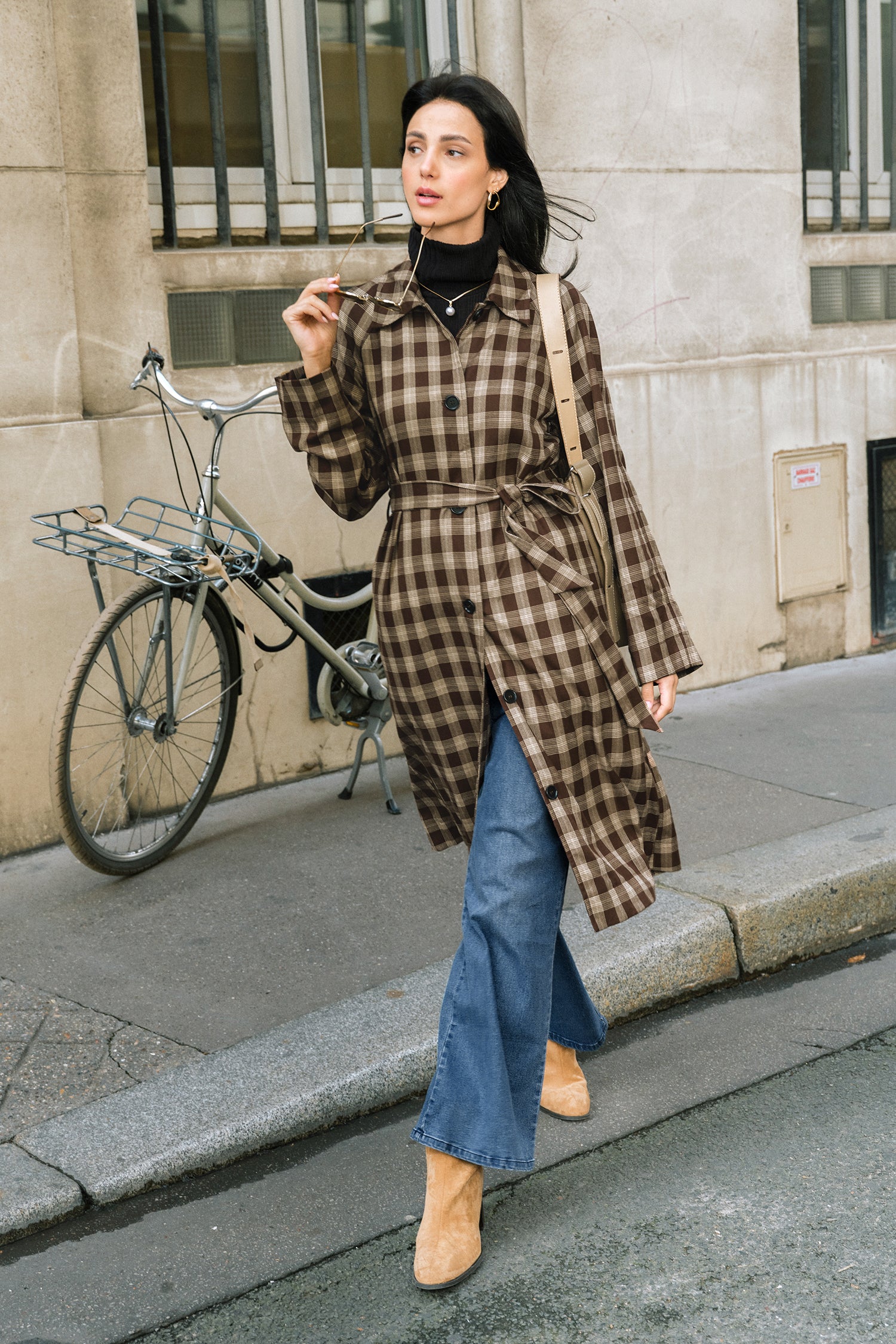 Karierter Trenchcoat