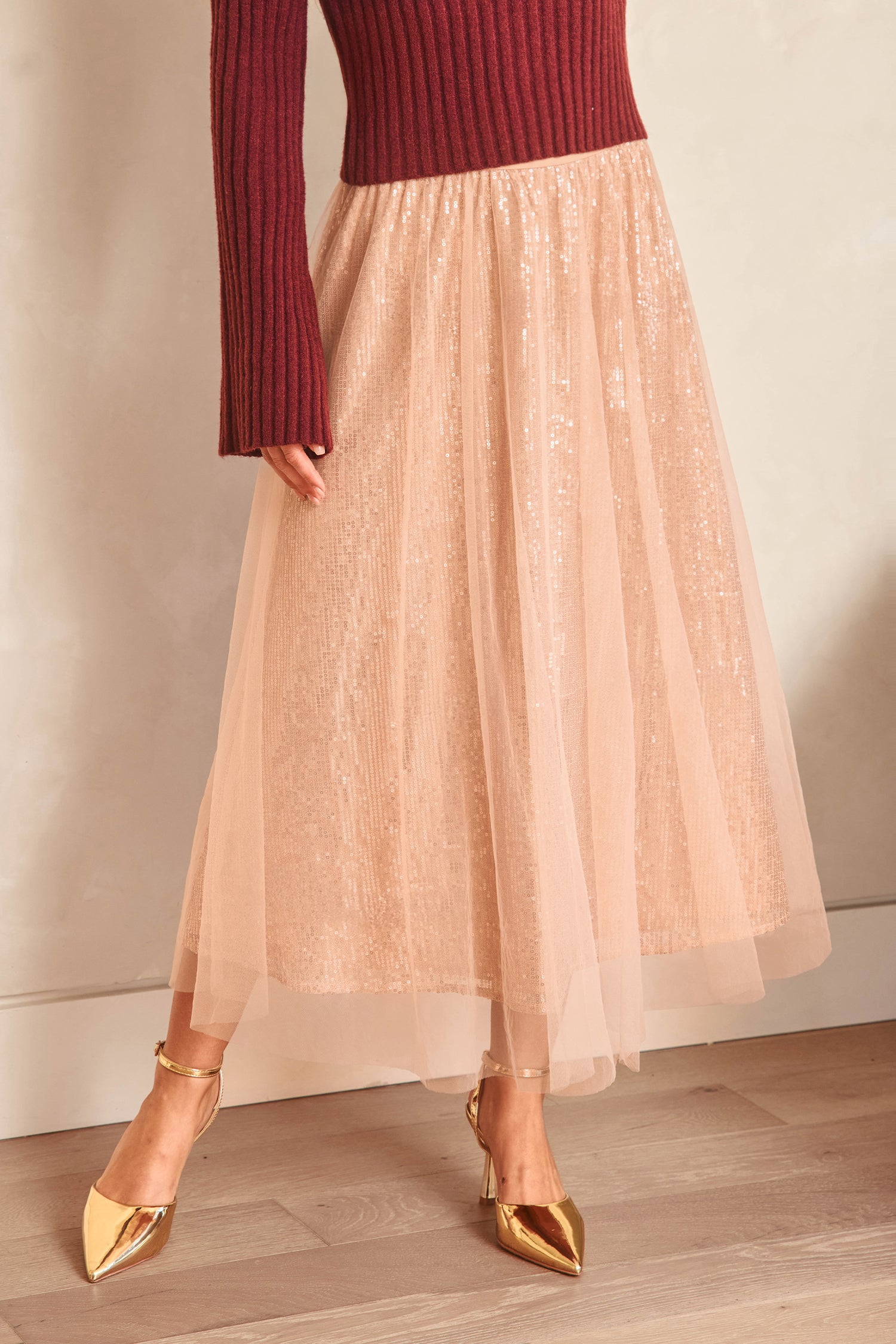 Rosa Elastischer Bund Maxirock