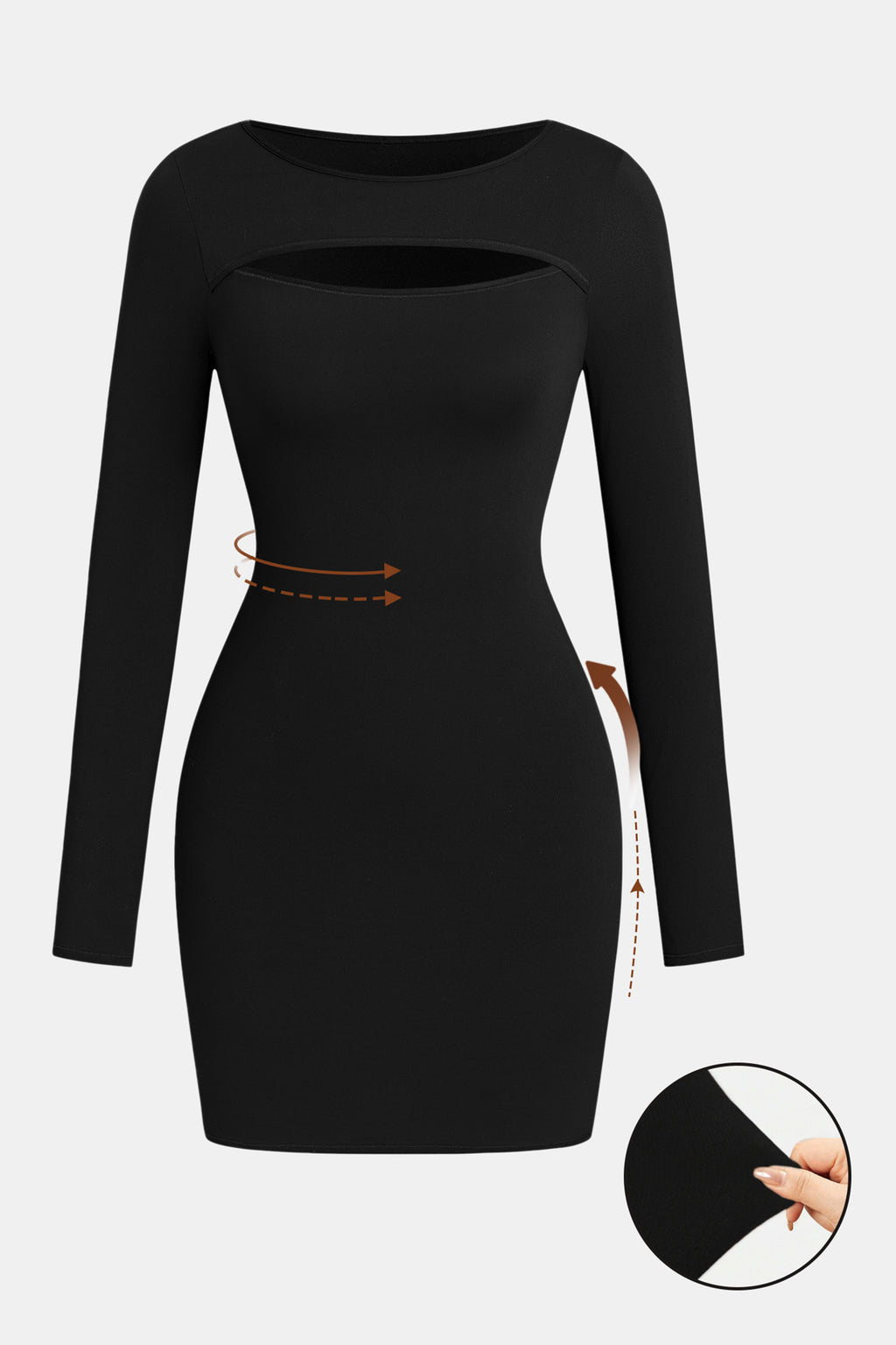 Schwarzes Figurbetontes Schlüsselloch Minikleid