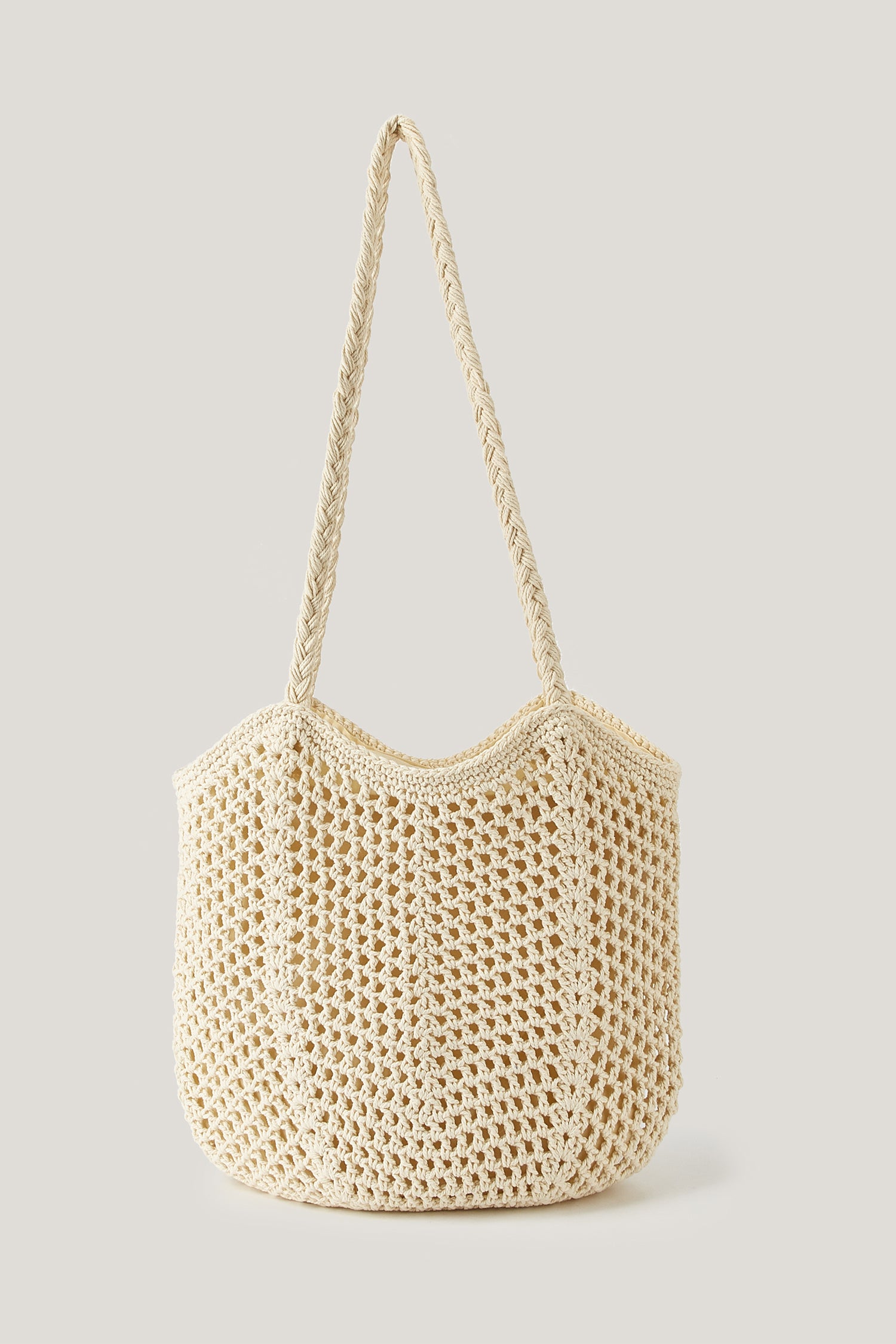 Beige Gehäkelte Strandtasche