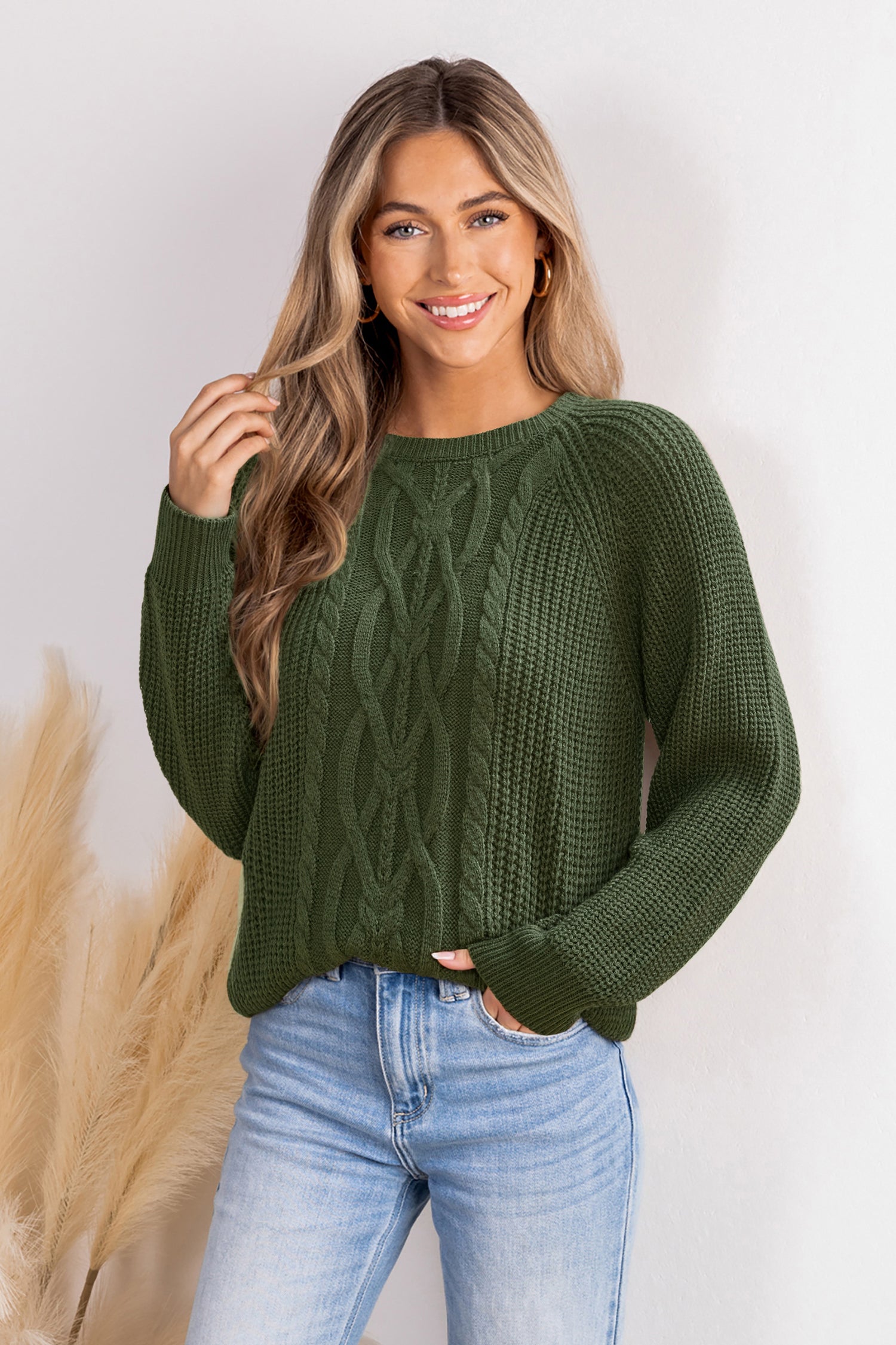 Grüner Rundhals Pullover