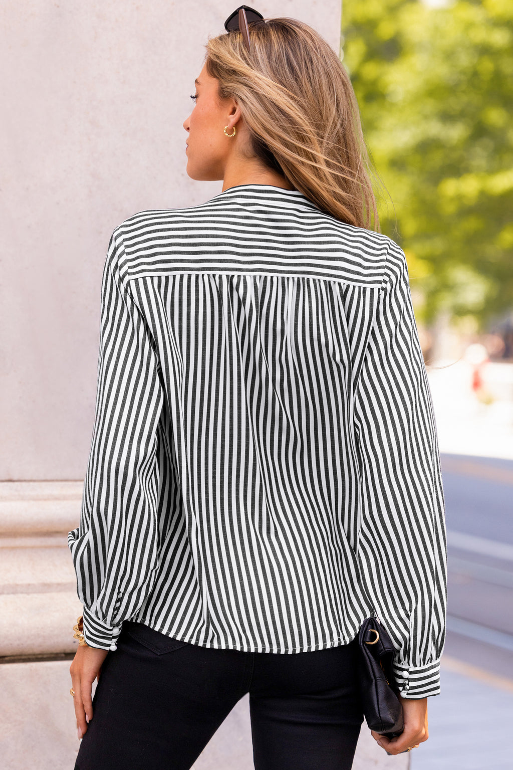 Gestreifte Lange Ärmel Hemdbluse