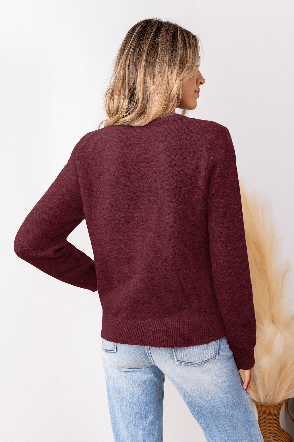 Burgunderrotes Rundhals Stricktop