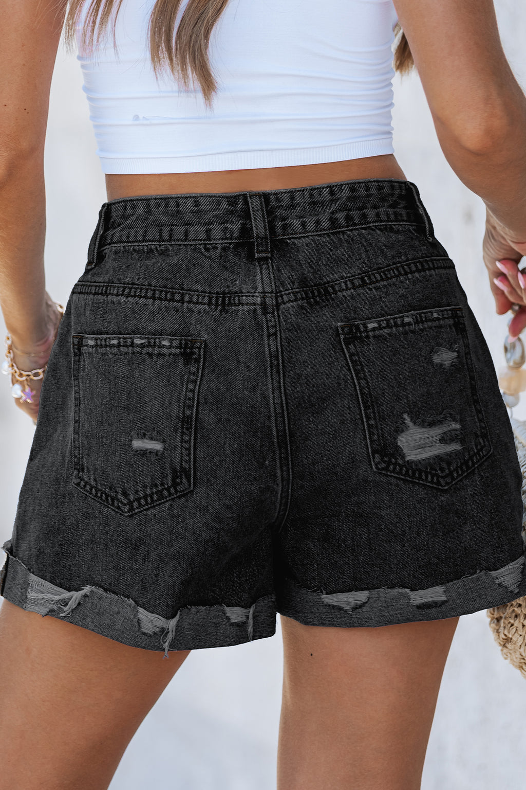Schwarze High-Waist Shorts