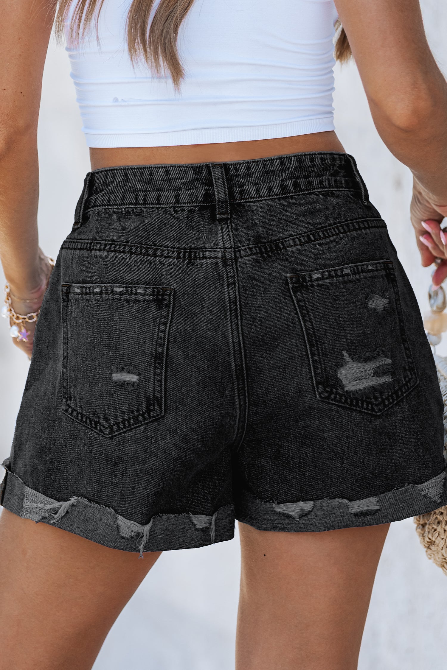 Schwarze High-Waist Shorts