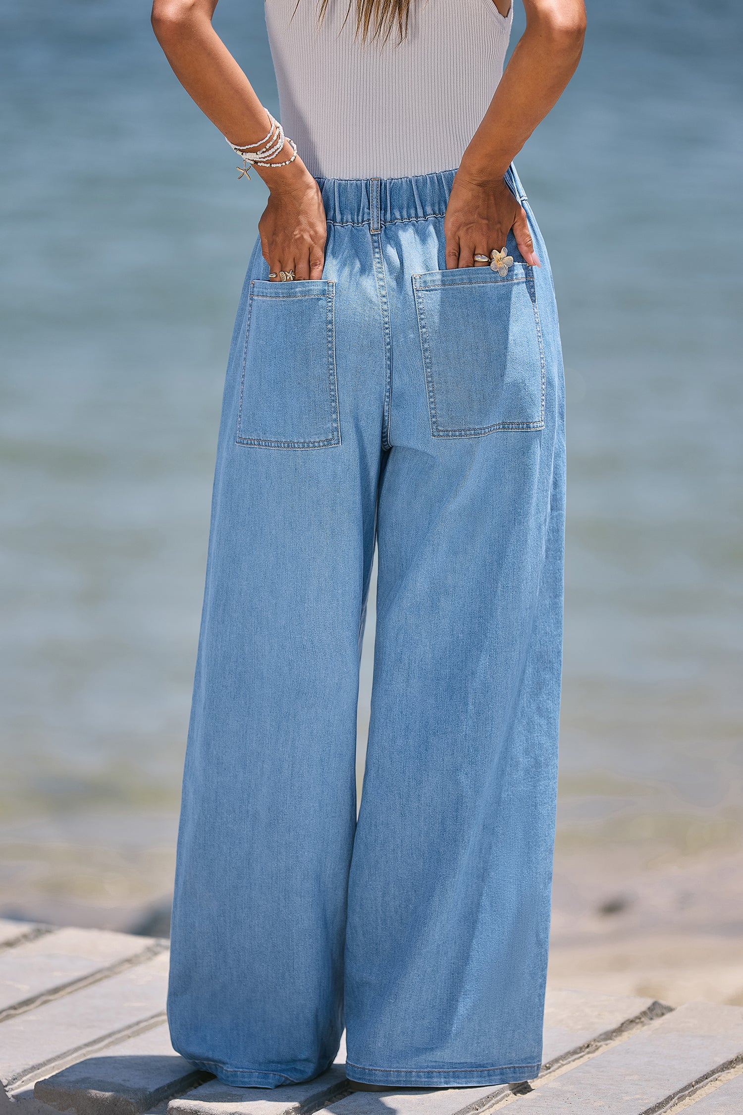 Blaue Wide-Leg-Jeans