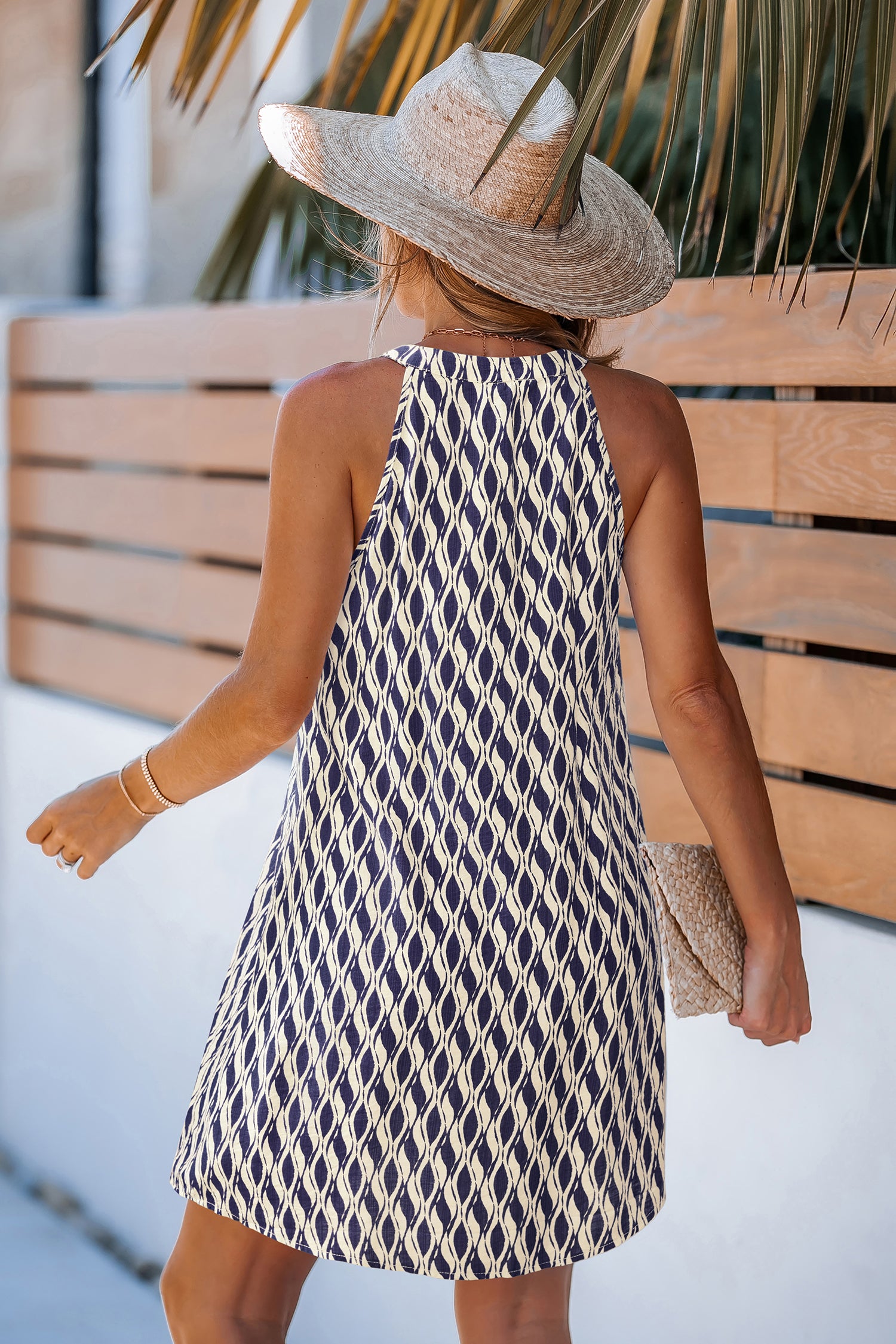 Ärmelloses Blaues Abstraktes Minikleid