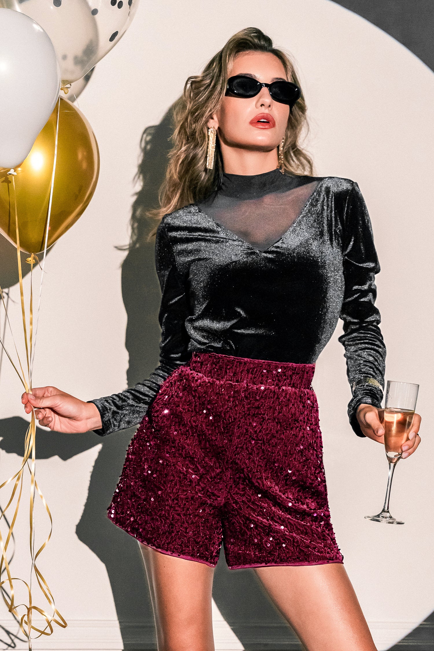 Rote Elastischer Bund Shorts