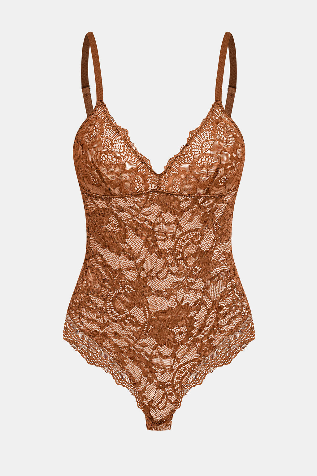 Brauner Verstellbare Träger Shapewear-Bodysuit