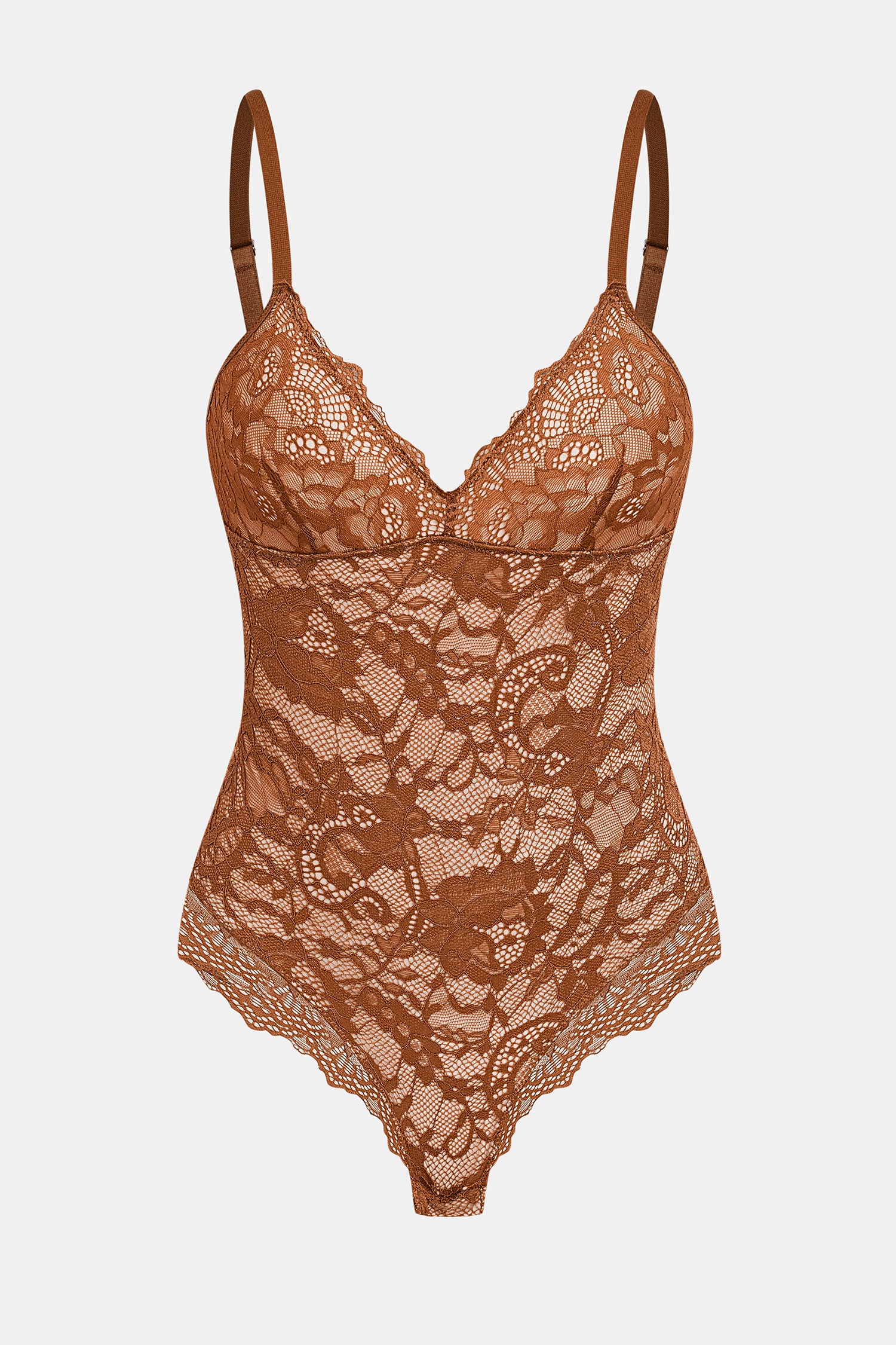 Brauner Verstellbare Träger Shapewear-Bodysuit
