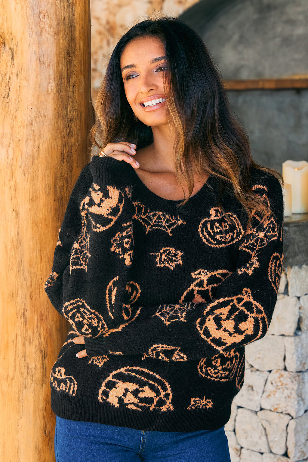 Schwarzer Halloween Pullover