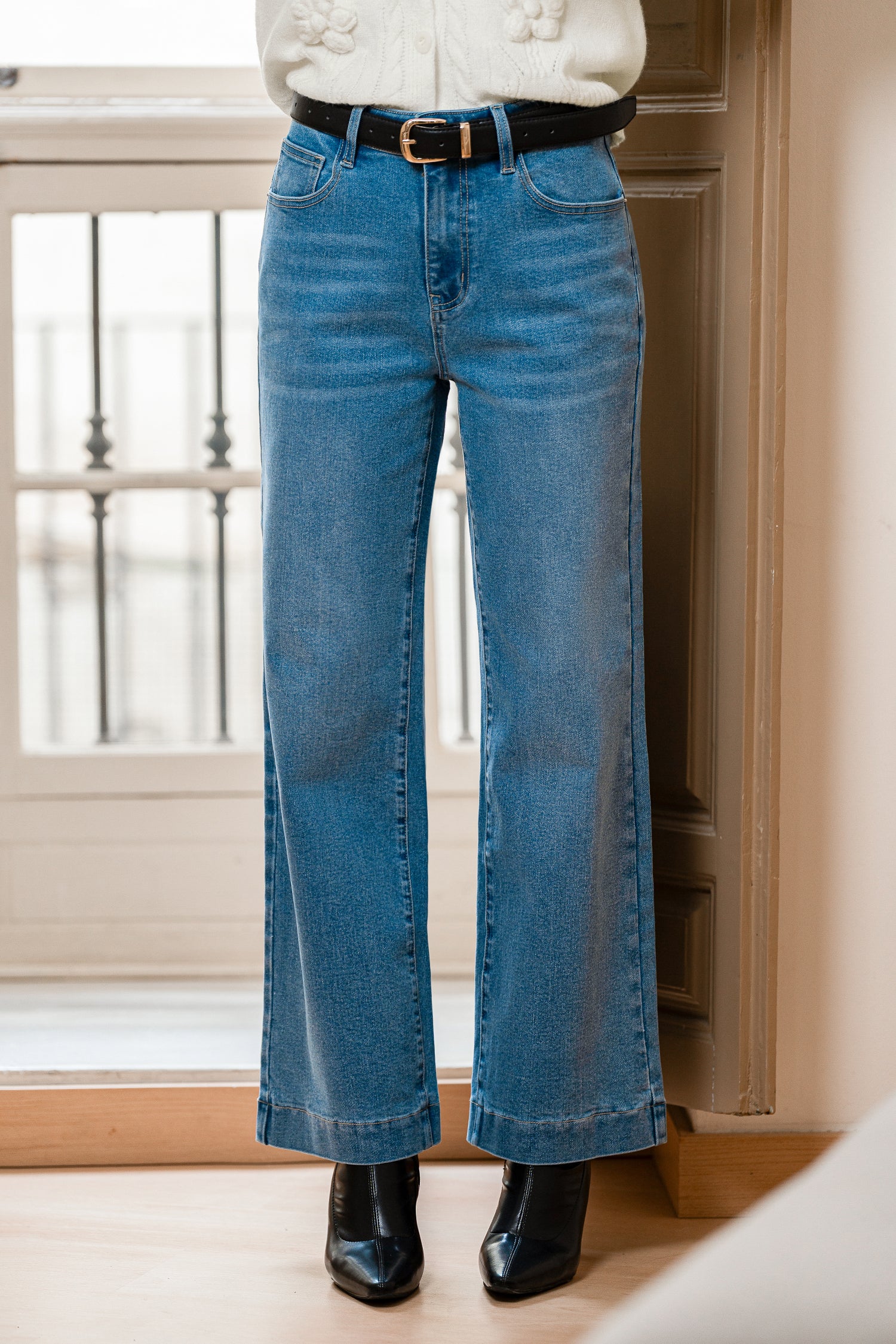 Blaue Gerade Jeans mit Taschen