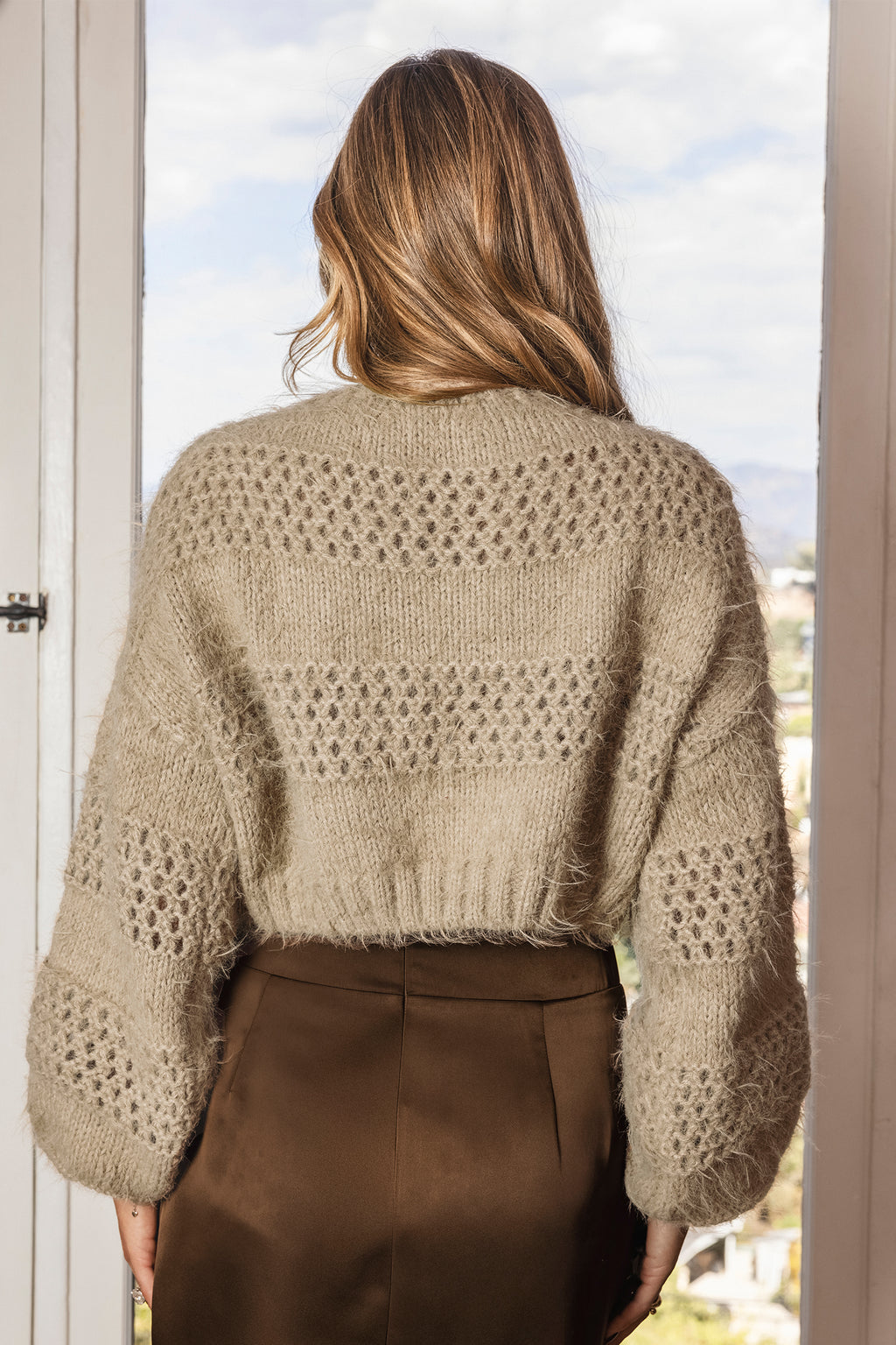 Kamel Fuzzy Pullover mit Cutout