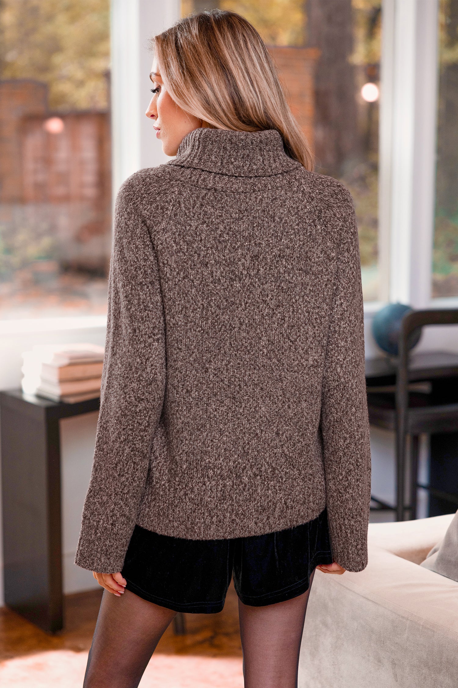 Brauner Rollkragen Lockerer Pullover