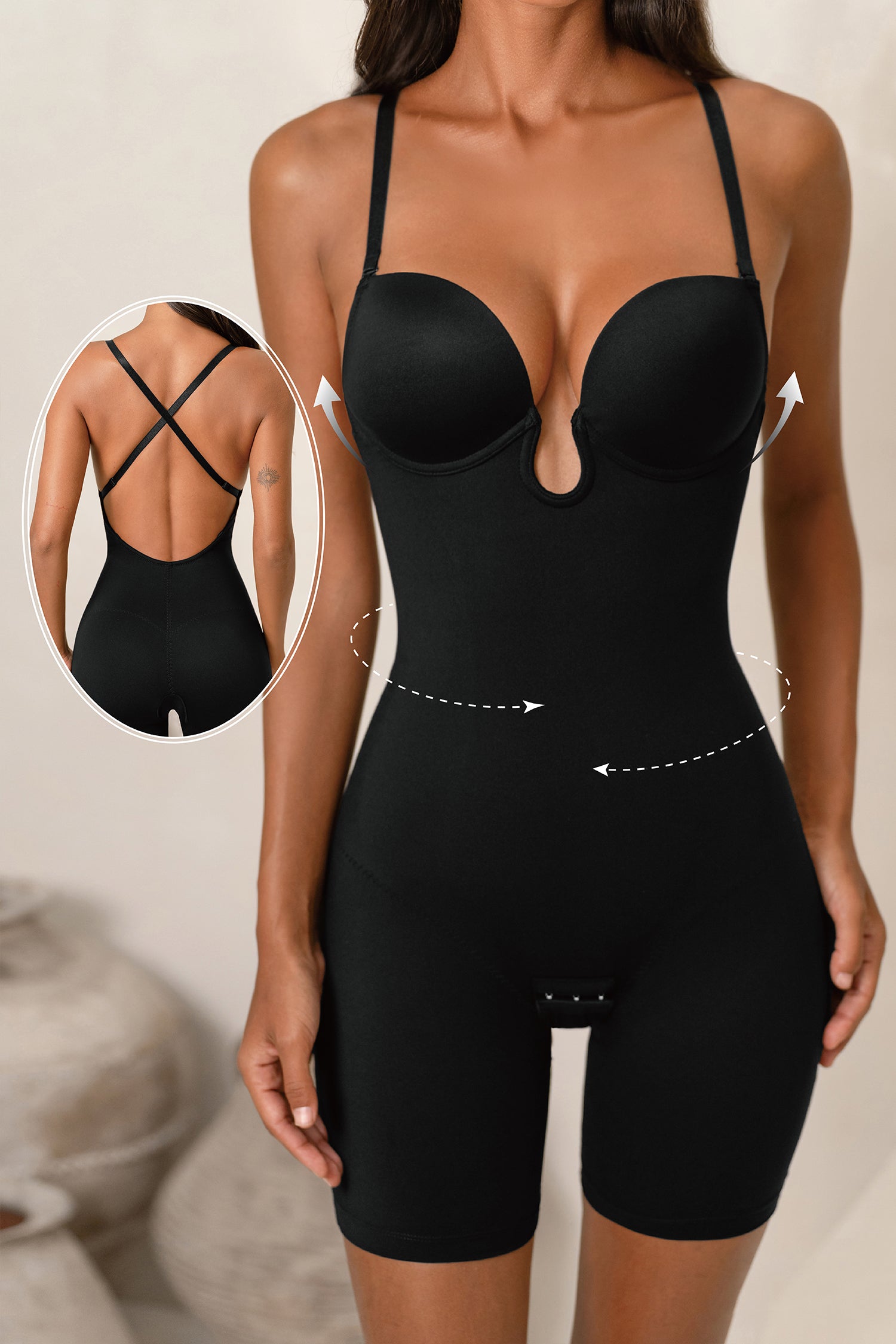Schwarzer Po-liftender Shapewear-Body