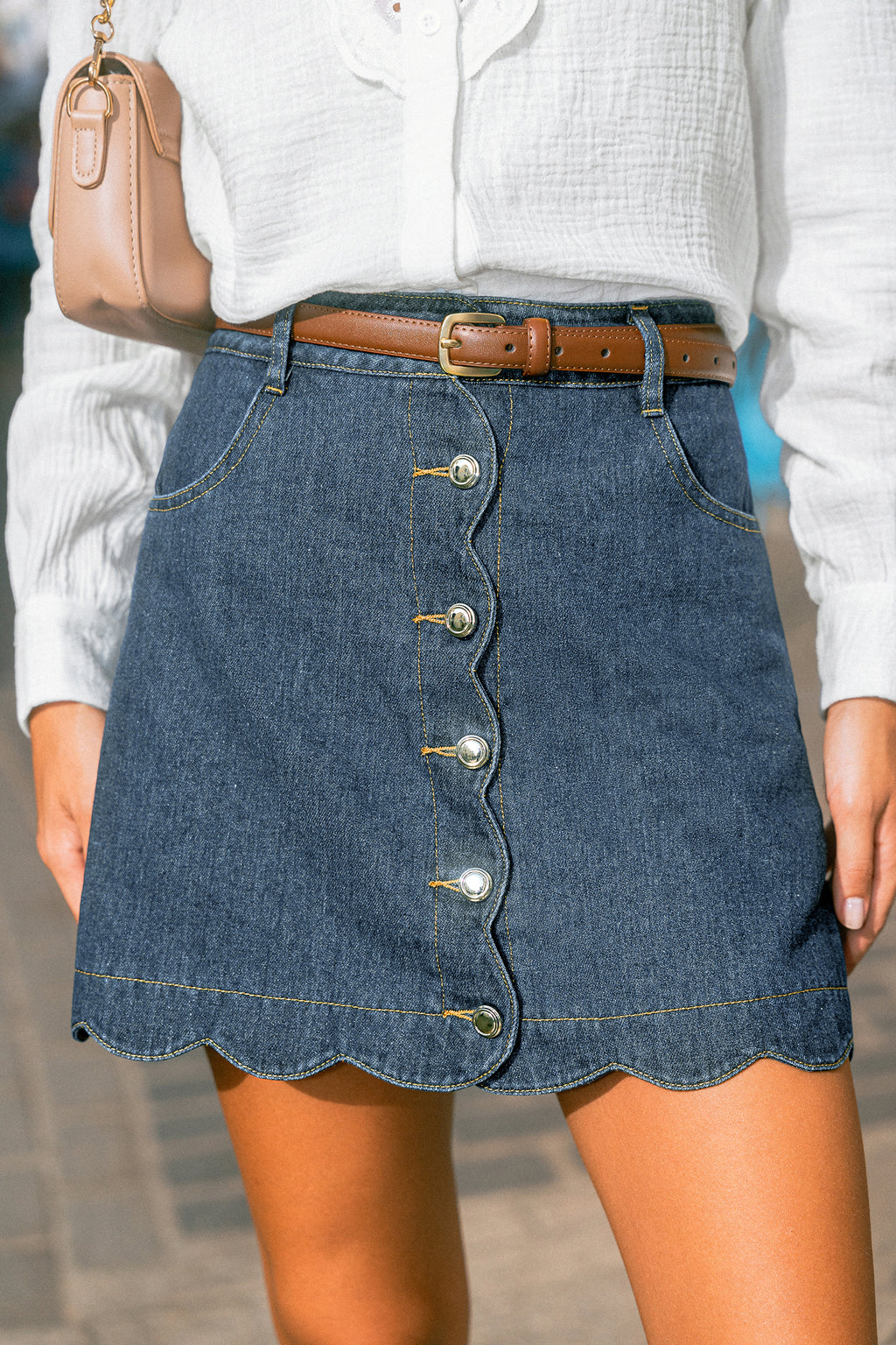Hellblauer Mini-Jeansrock