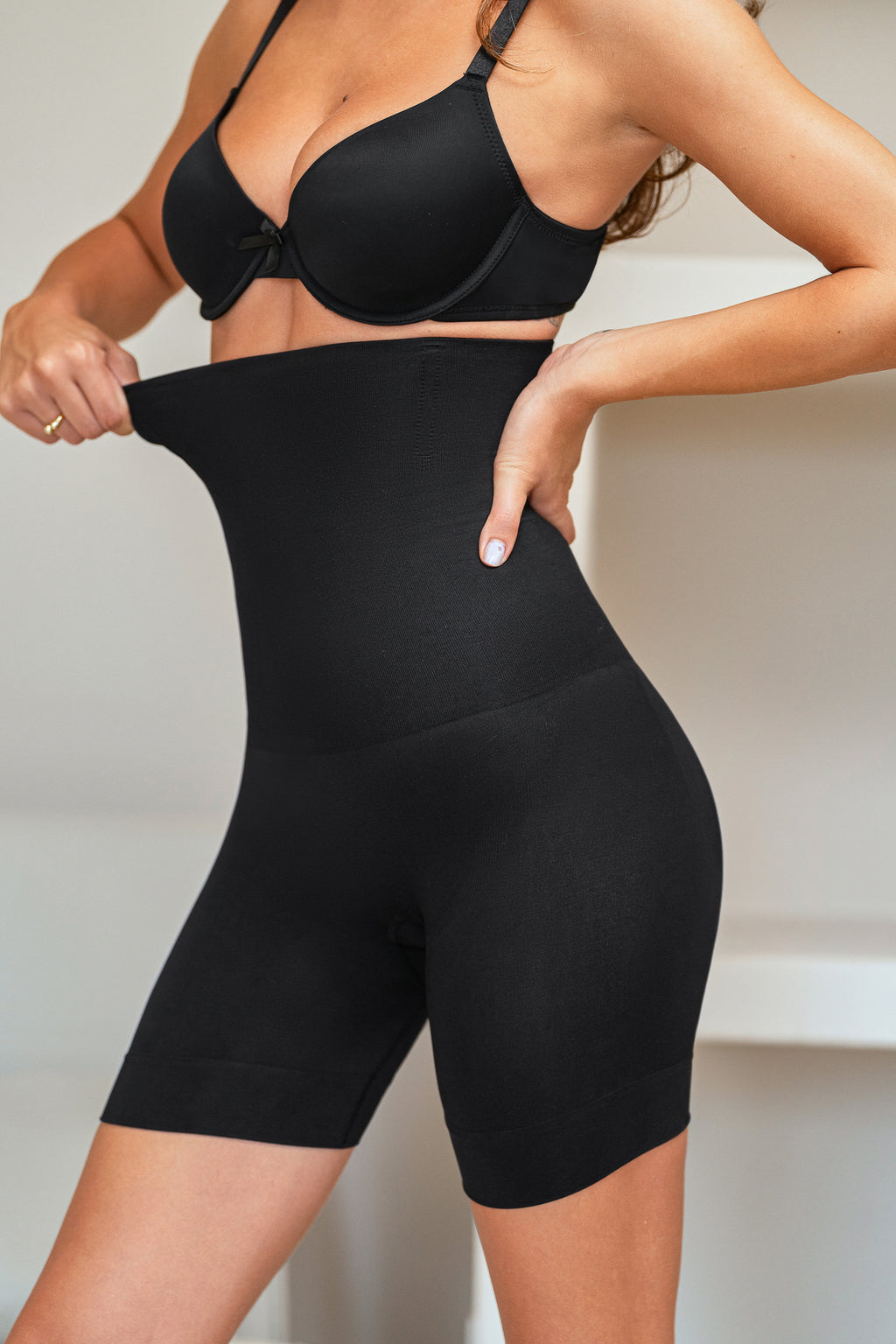 Schwarze High Waist Mittlere Kompression Shapewear-Hose