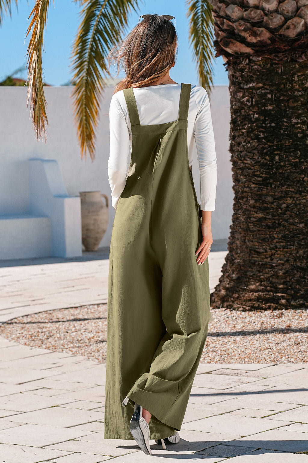 Grüner Ärmelloser Quadratischer Ausschnitt Jumpsuit