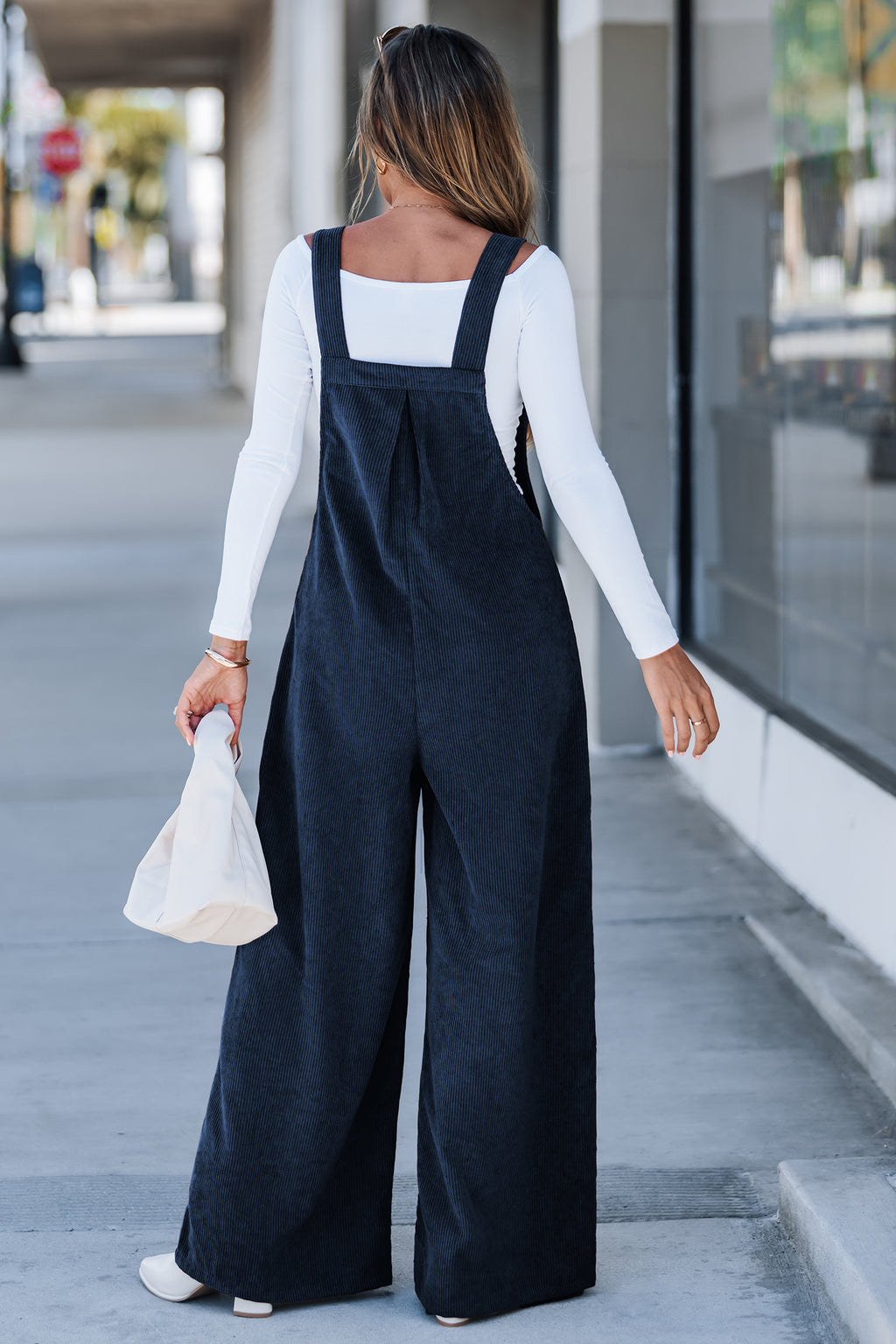 Blauer Quadratischer Ausschnitt Jumpsuit