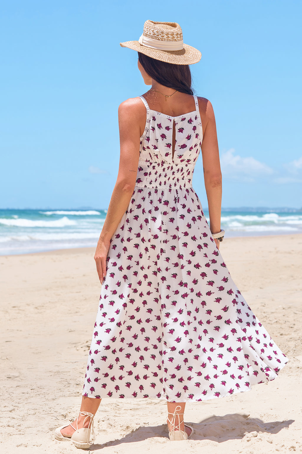 Geblümtes Ärmelloses Maxikleid