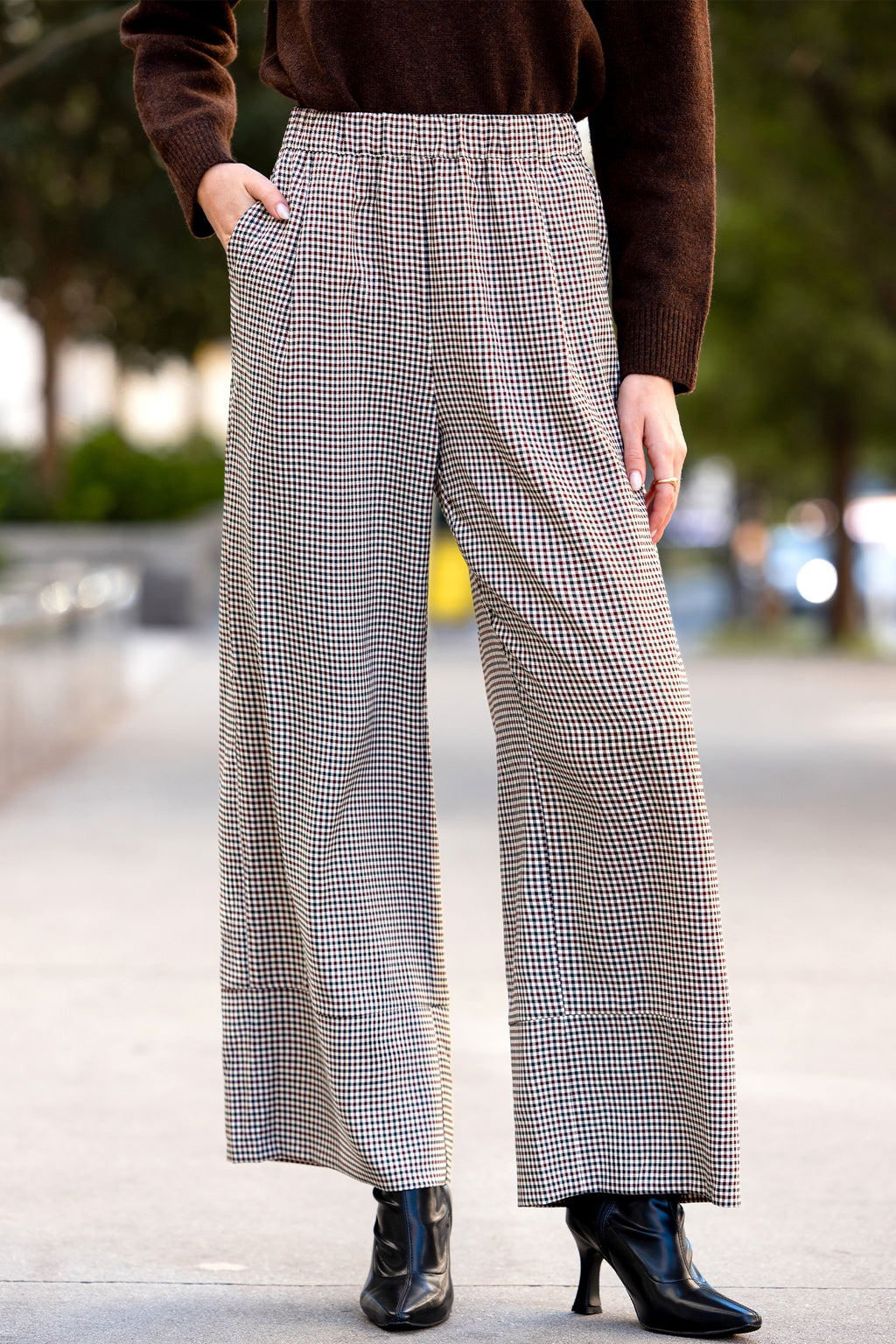 Gingham Elastischer Bund Hose