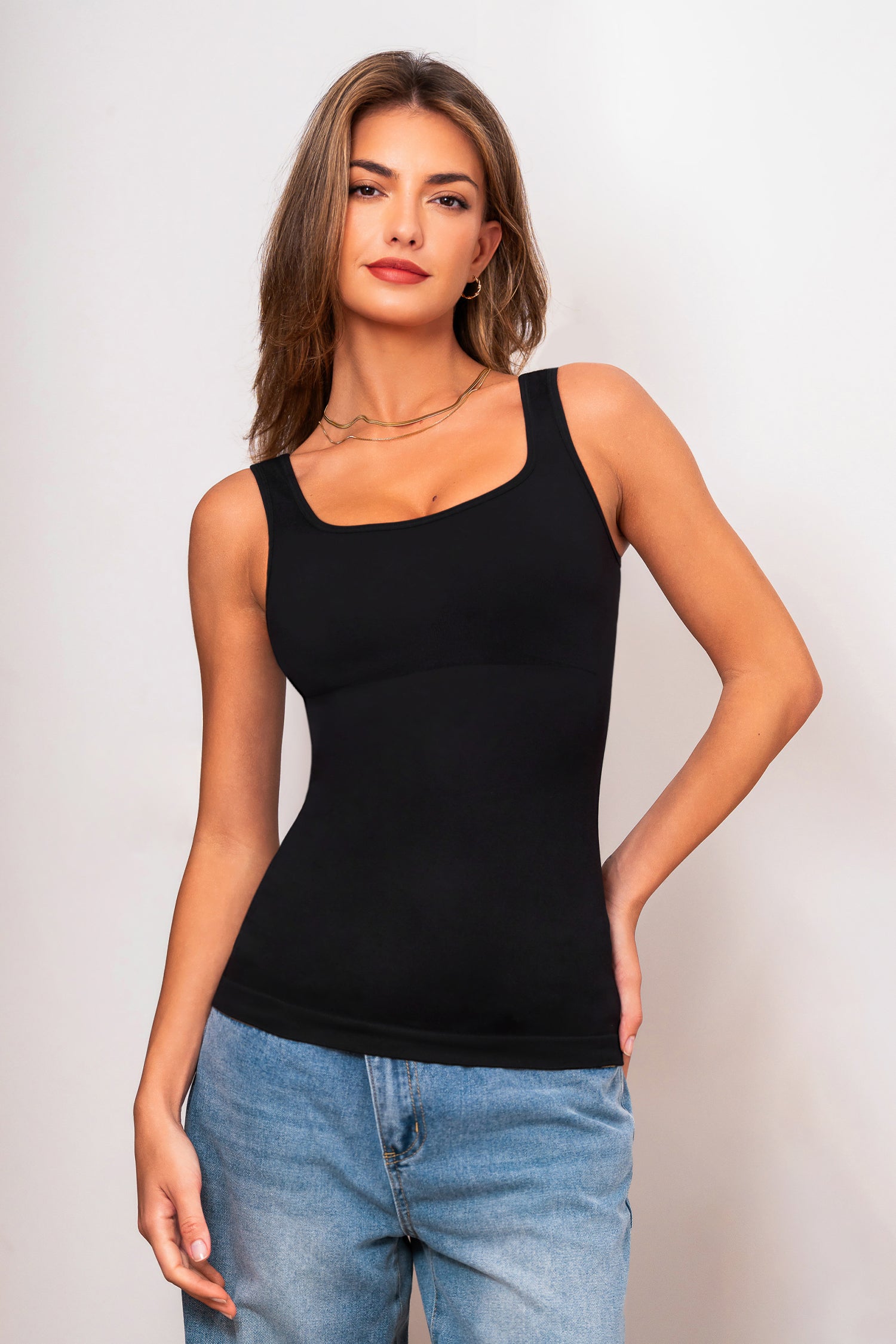 Breite Träger Shapewear-Top in Schwarz